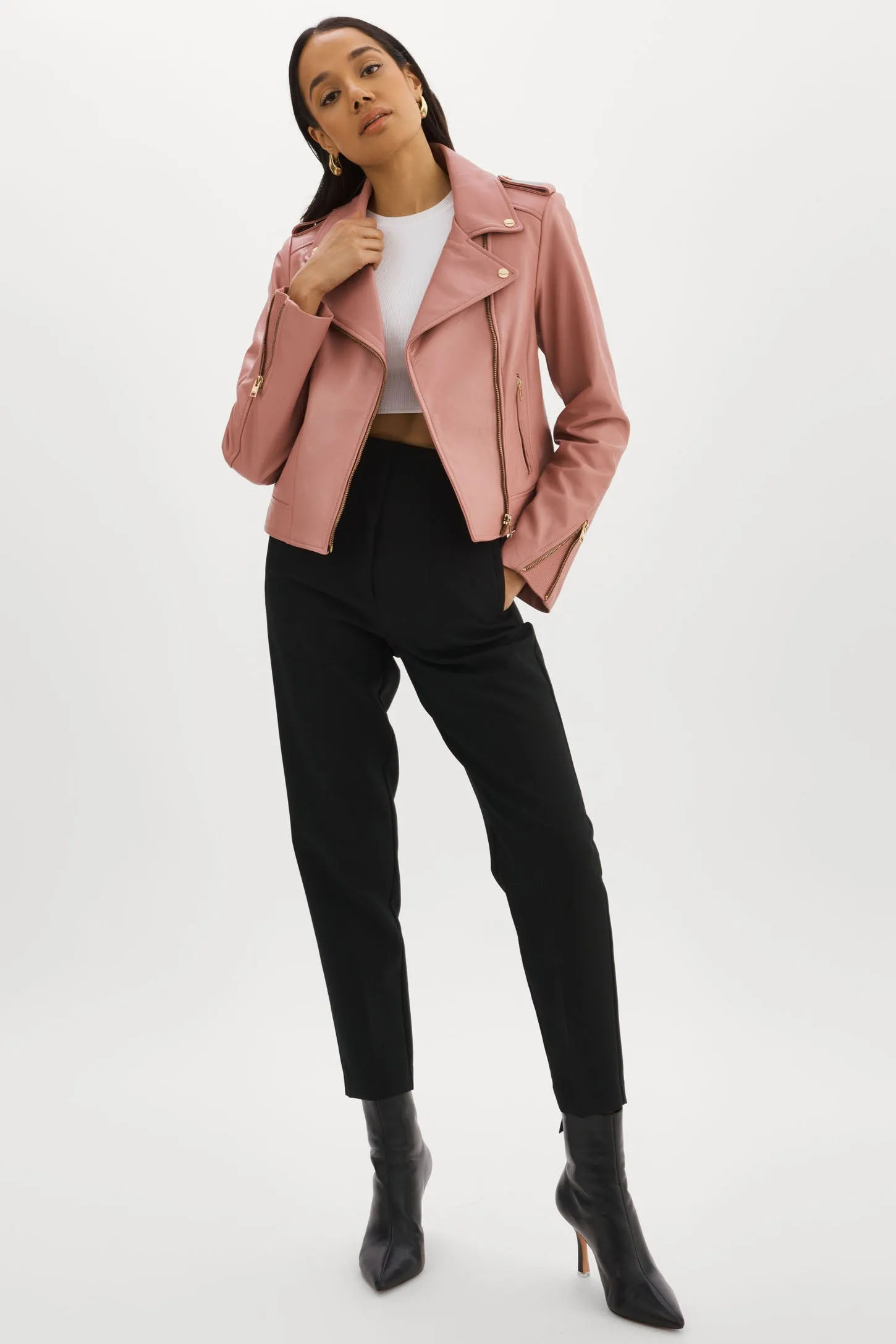 DONNA GOLD | Iconic Leather Biker Jacket sold by LAMARQUE product image thumbnail 3