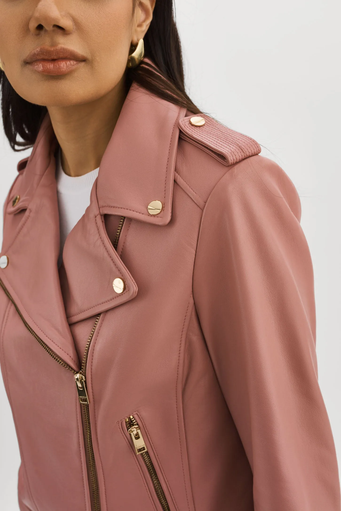 DONNA GOLD | Iconic Leather Biker Jacket sold by LAMARQUE product image thumbnail 4