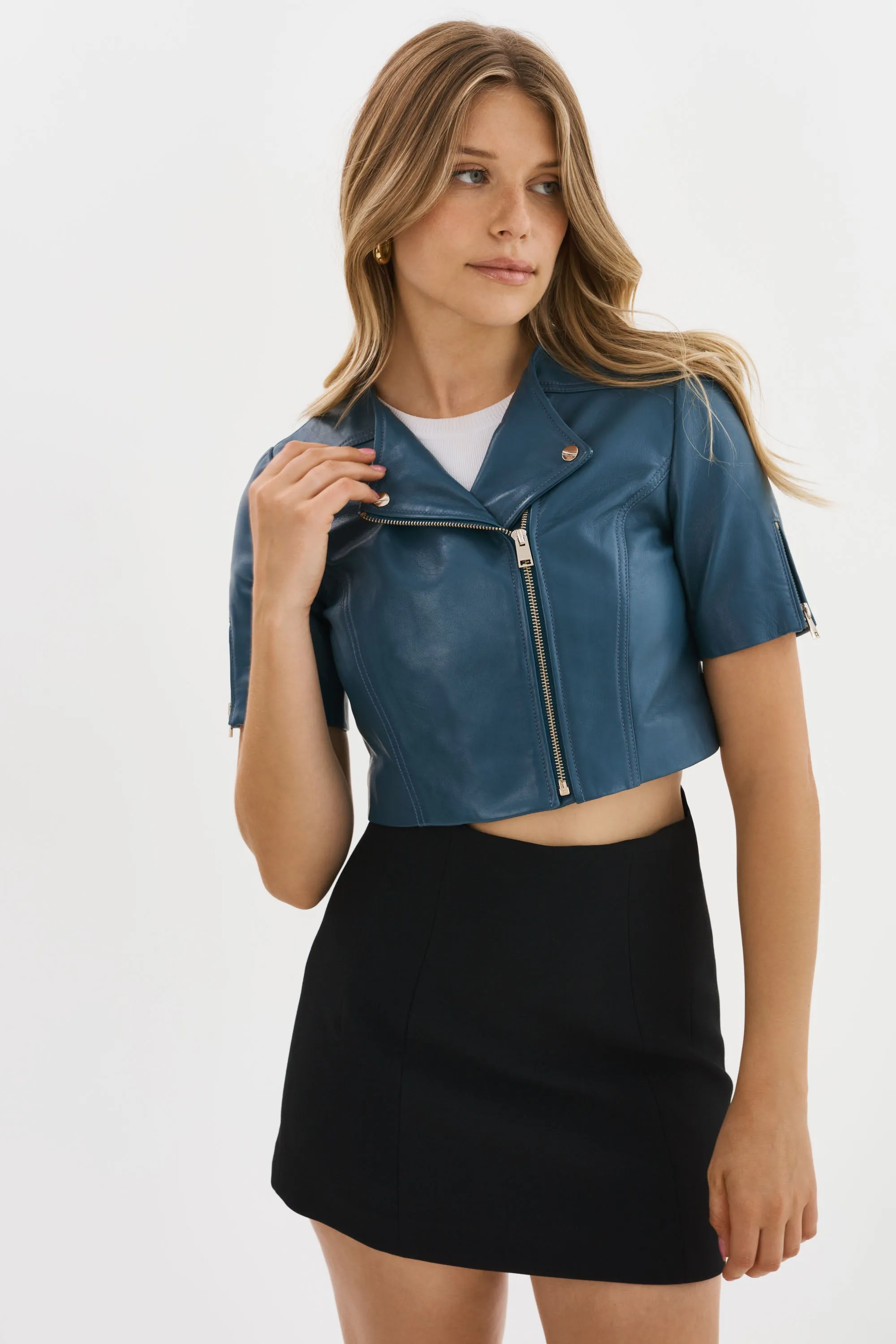 KIRSI CH | Cropped Biker Jacket sold by LAMARQUE product image thumbnail 3