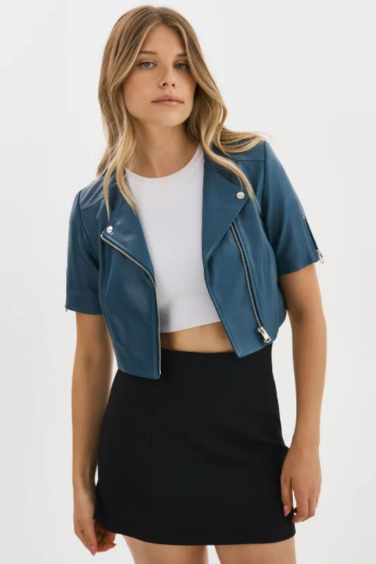 KIRSI CH | Cropped Biker Jacket made by LAMARQUE
