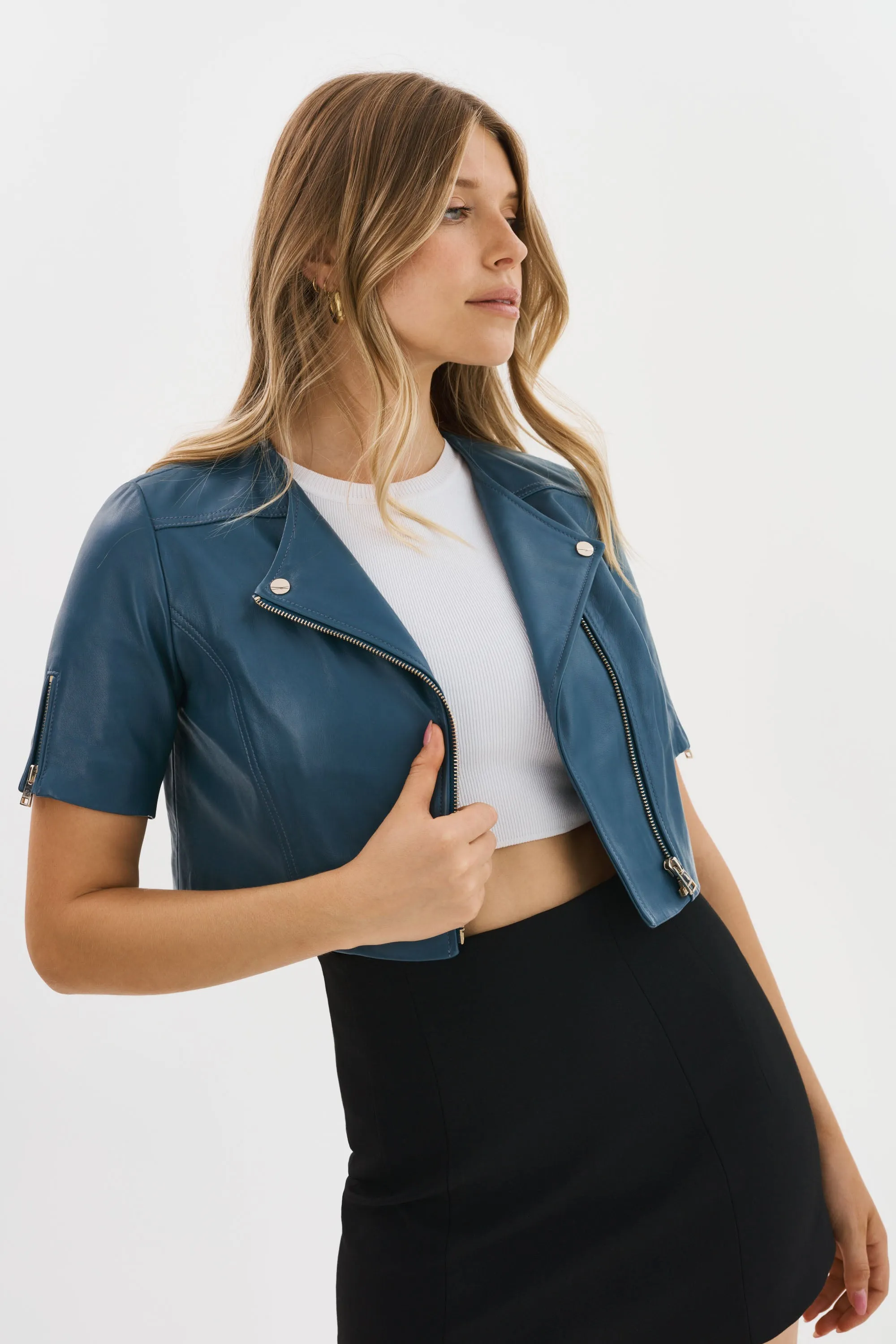 KIRSI CH | Cropped Biker Jacket sold by LAMARQUE product image thumbnail 4