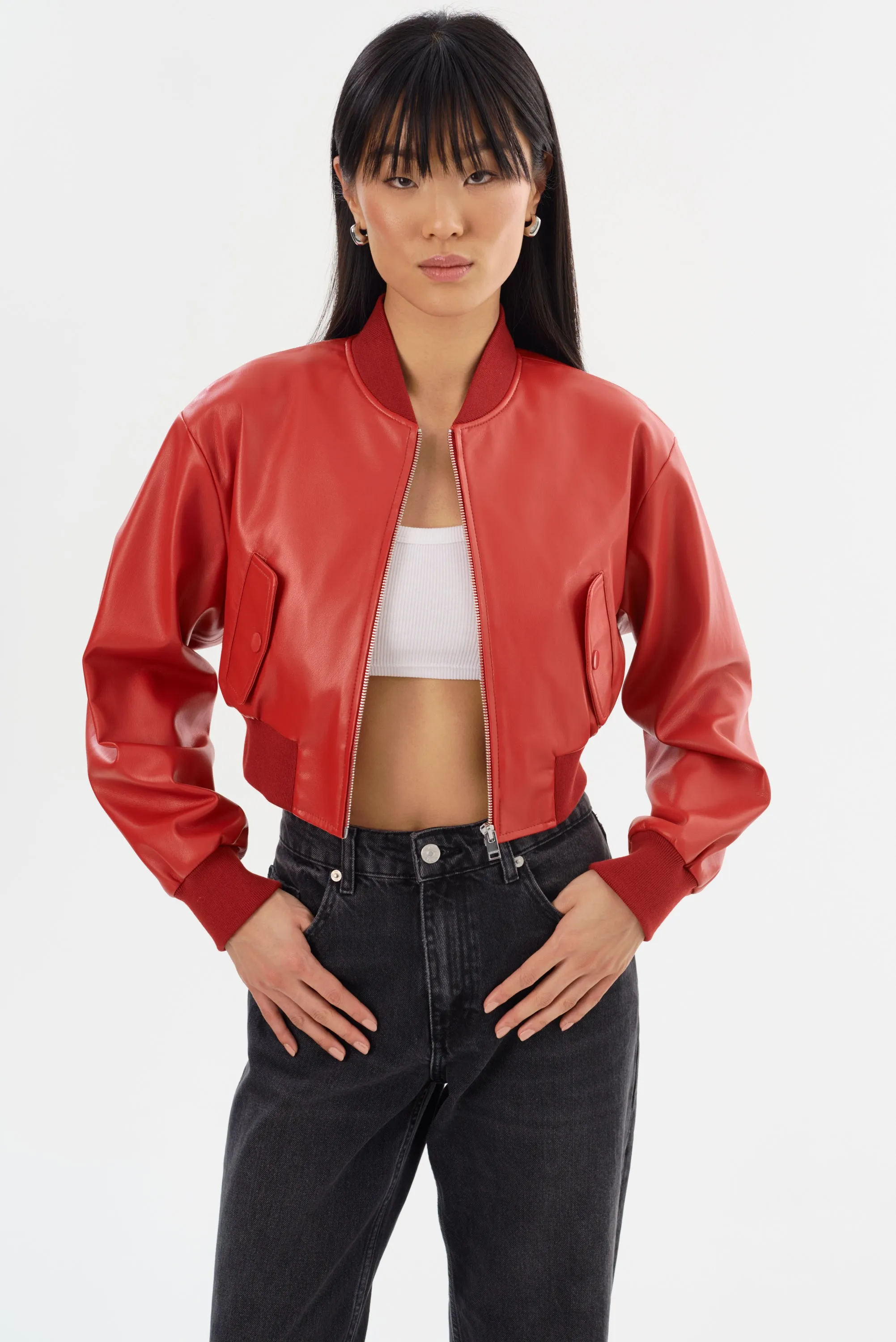 EVELIN | Faux Leather Cropped Bomber sold by LAMARQUE product image thumbnail 2