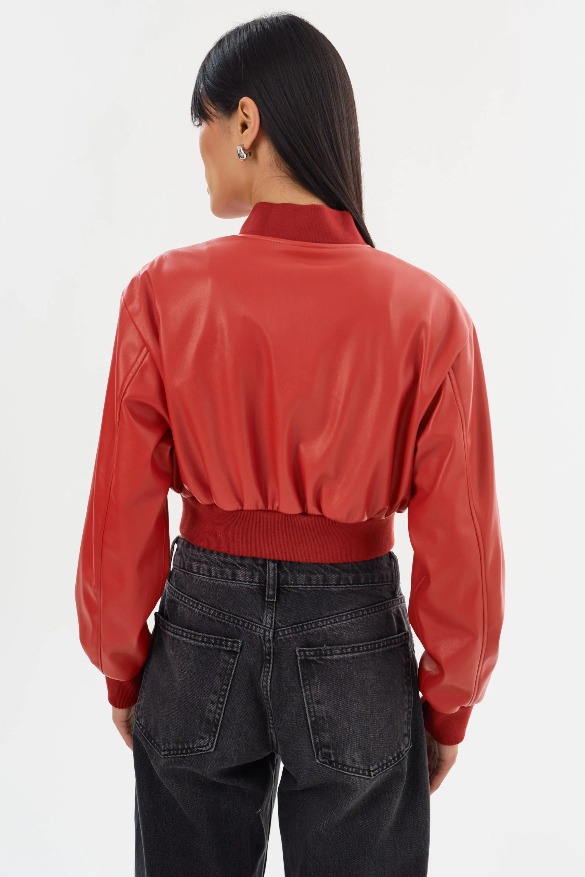 EVELIN | Faux Leather Cropped Bomber sold by LAMARQUE product image thumbnail 4