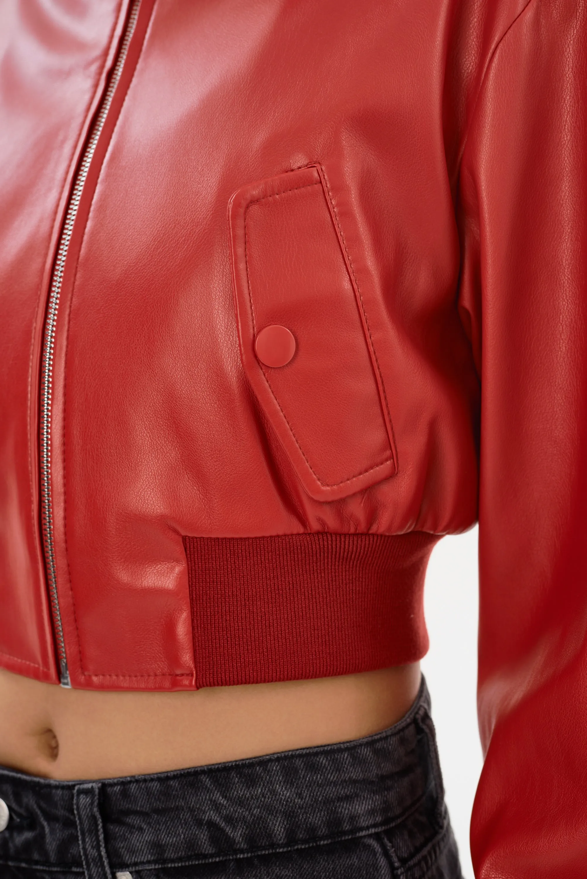 EVELIN | Faux Leather Cropped Bomber sold by LAMARQUE product image thumbnail 5