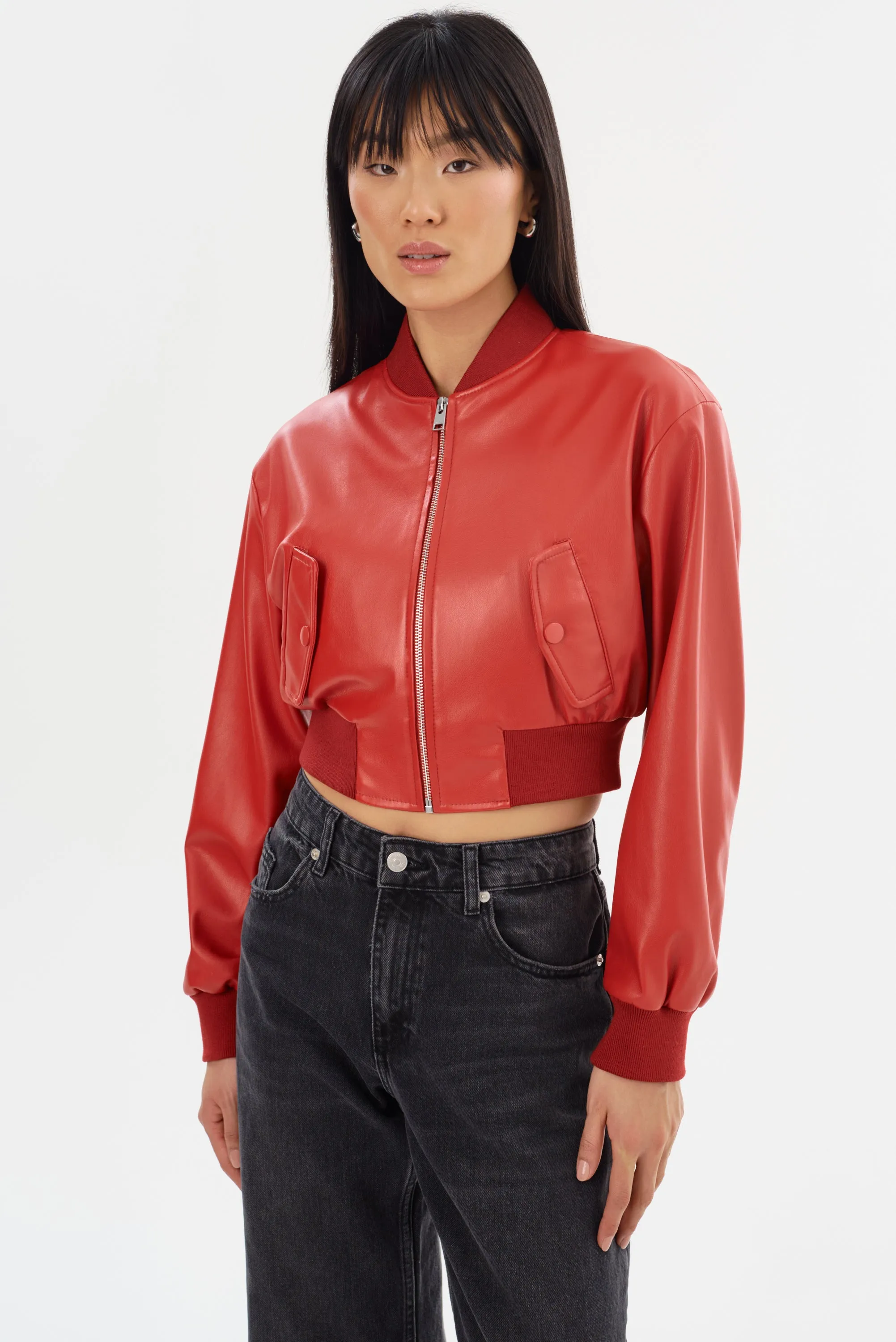 EVELIN | Faux Leather Cropped Bomber sold by LAMARQUE product image thumbnail 3