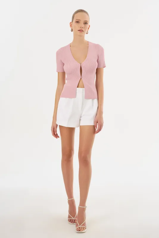 AURELIE | Rib Knit Short Sleeve Top sold by La Marque