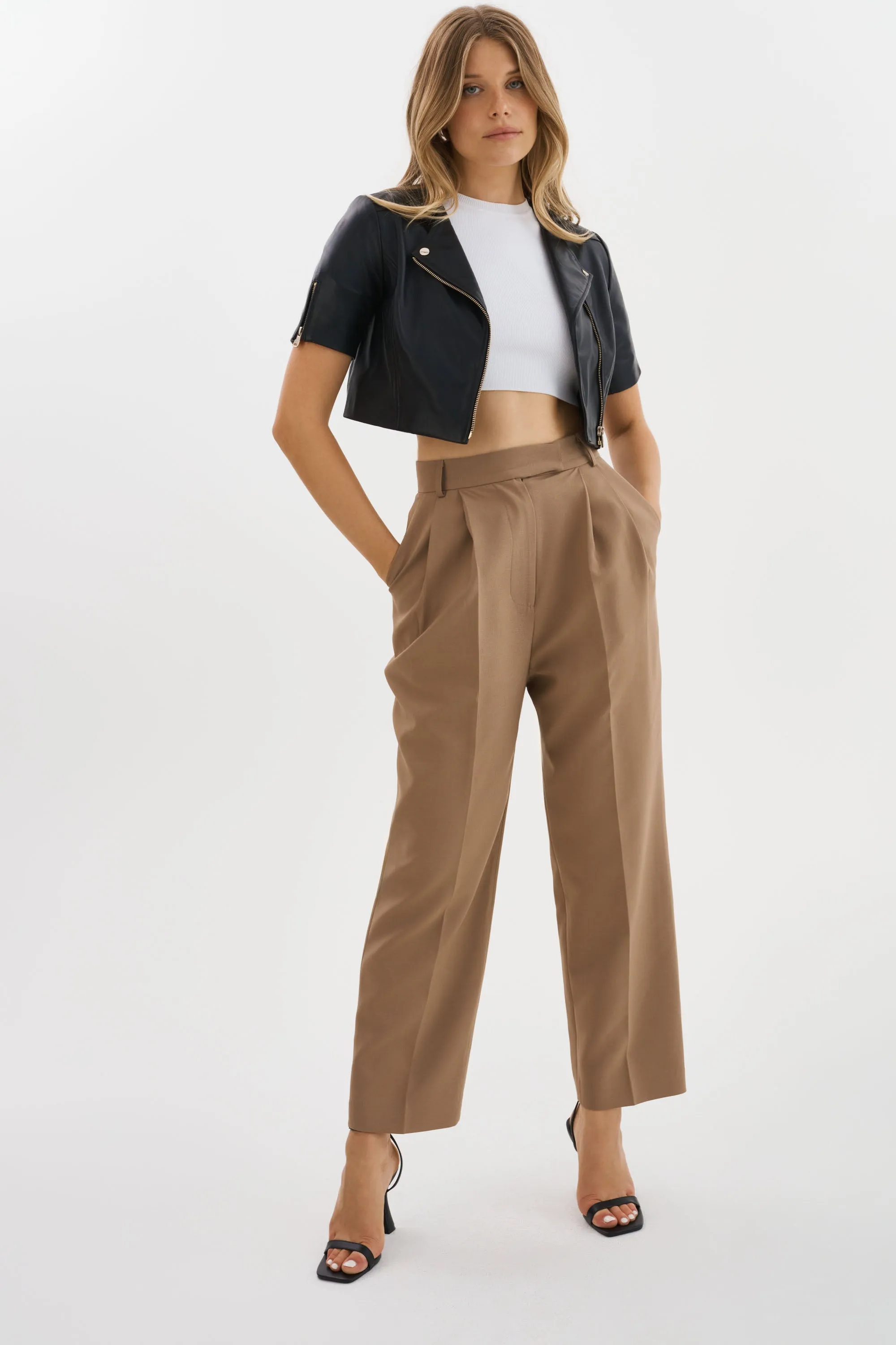 KIRSI CH | Cropped Biker Jacket sold by LAMARQUE product image thumbnail 5