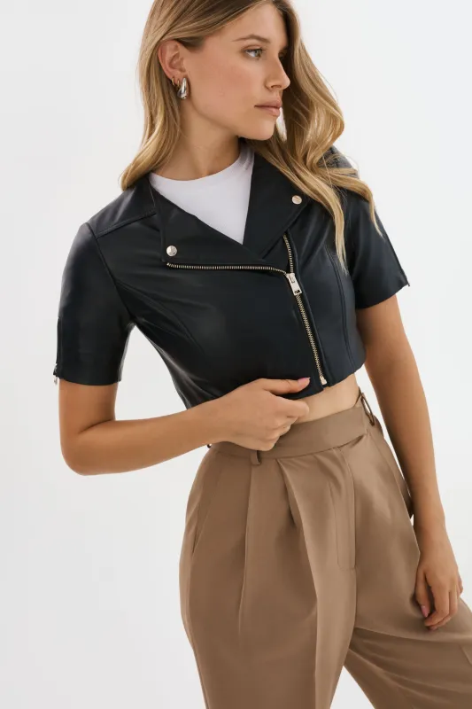 KIRSI CH | Cropped Biker Jacket made by LAMARQUE