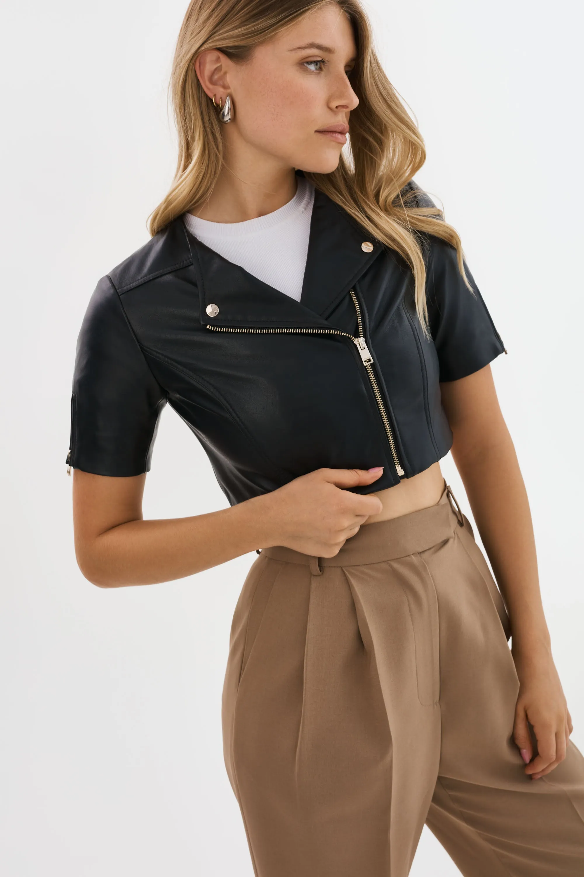 KIRSI CH | Cropped Biker Jacket sold by LAMARQUE