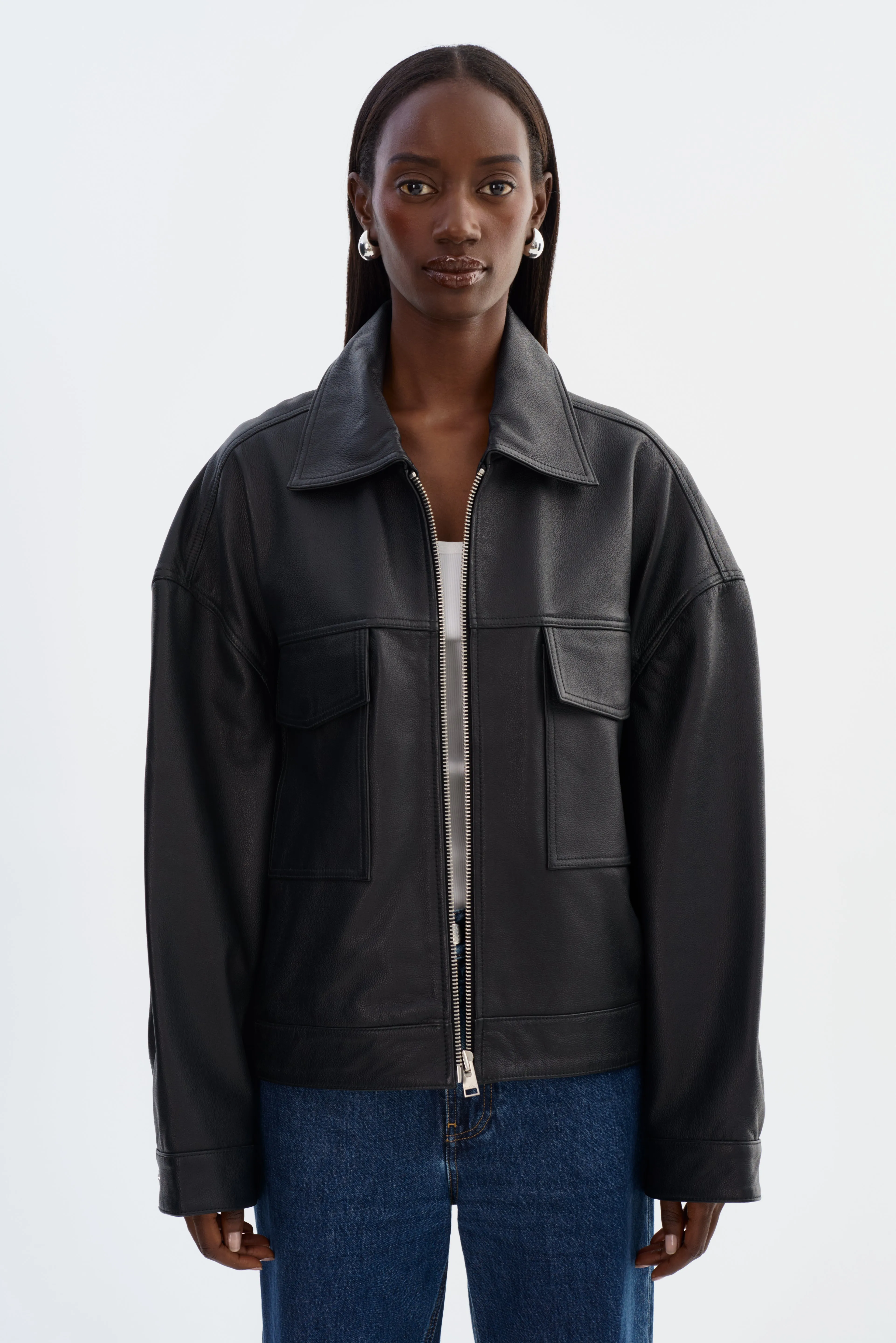 MIA Sample | Oversized Leather Jacket sold by La Marque