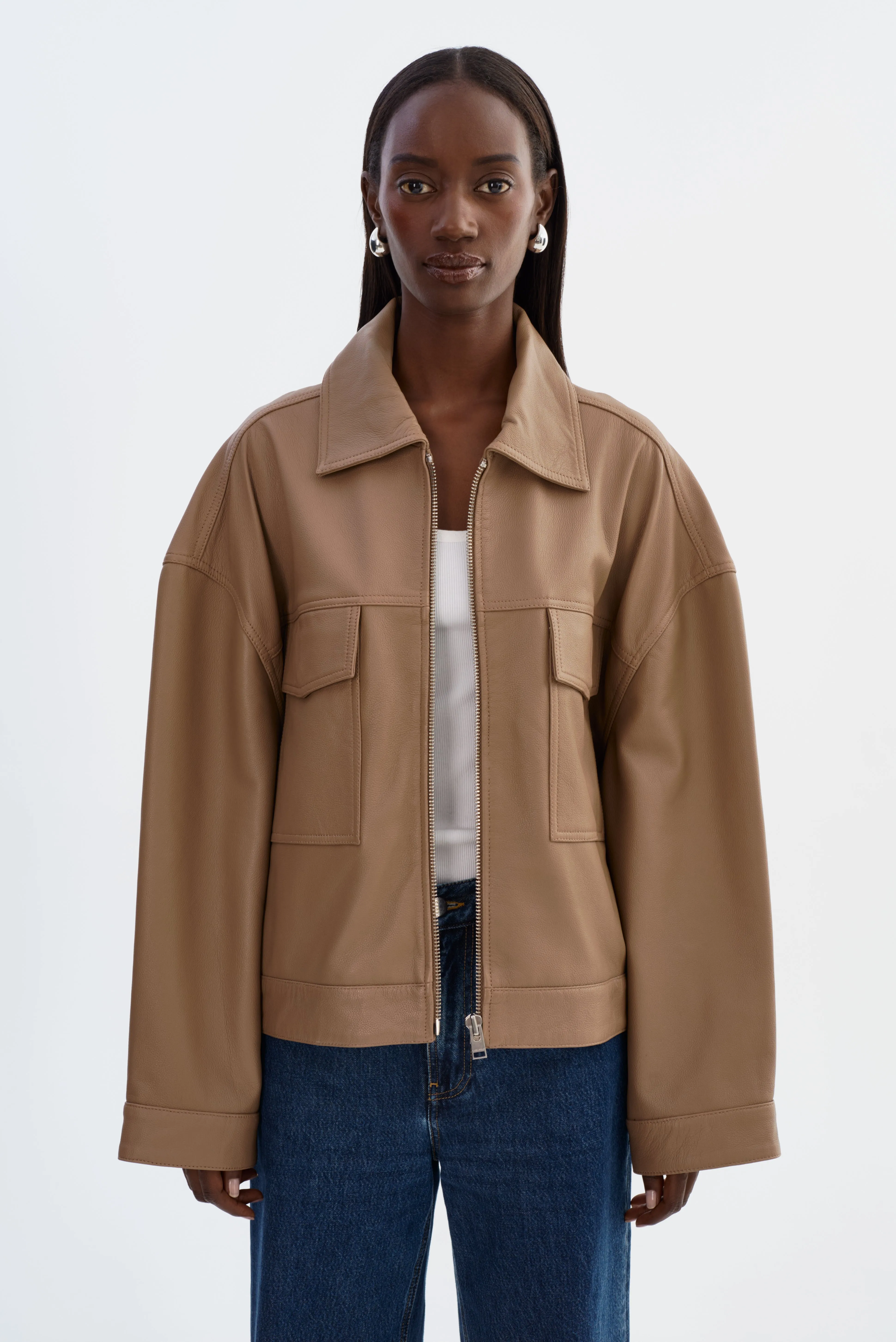 MIA Sample | Oversized Leather Jacket sold by La Marque