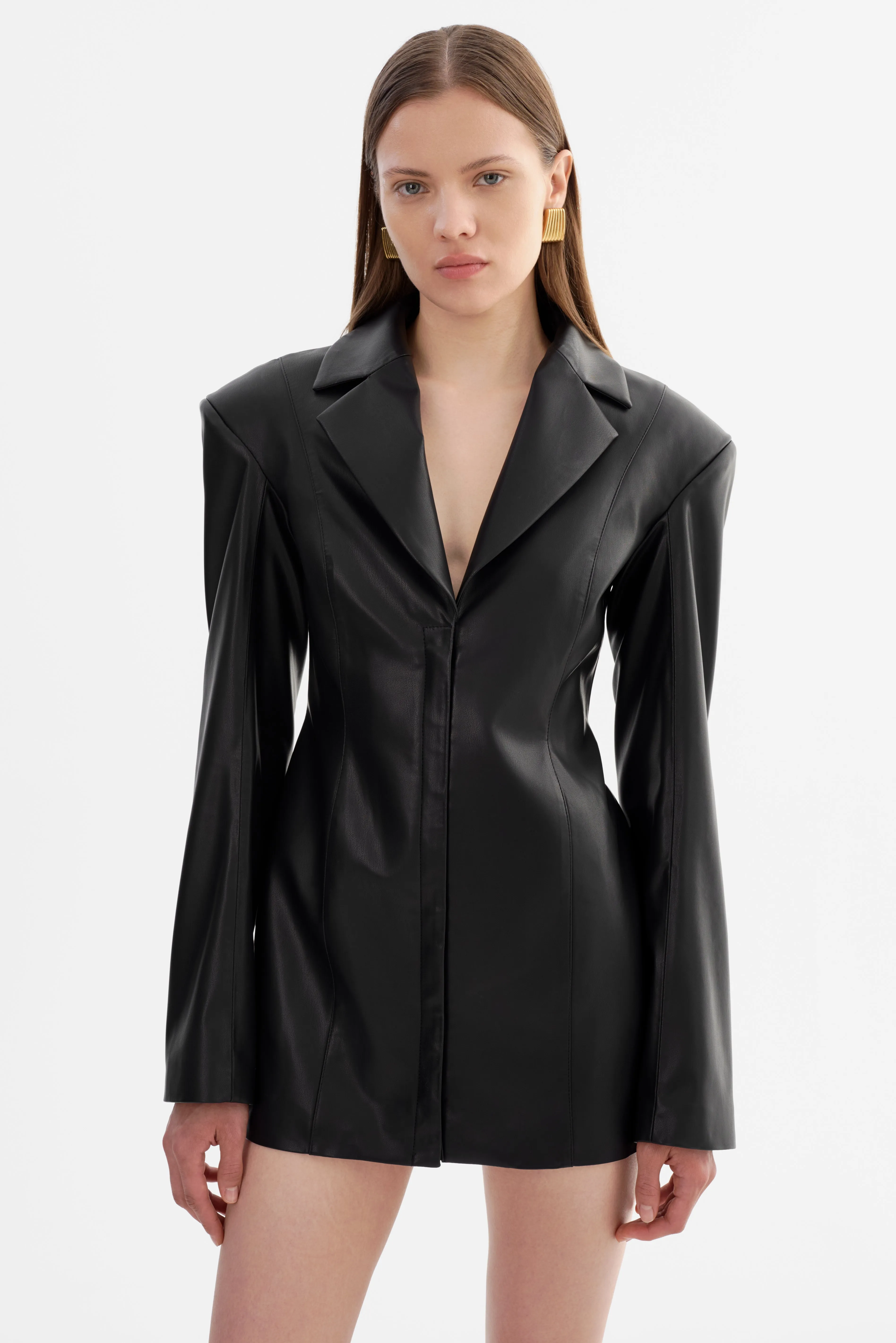 BENEDETTA | Faux Leather Blazer Dress sold by LAMARQUE product image thumbnail 3