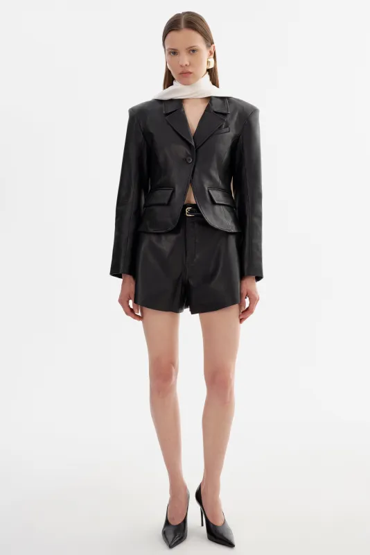 VALENTINA | Micro Leather Blazer sold by LAMARQUE