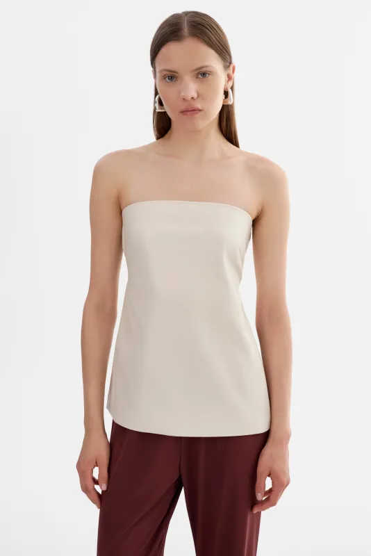 KATYA | Faux Leather Open Back Strapless Top made by LAMARQUE