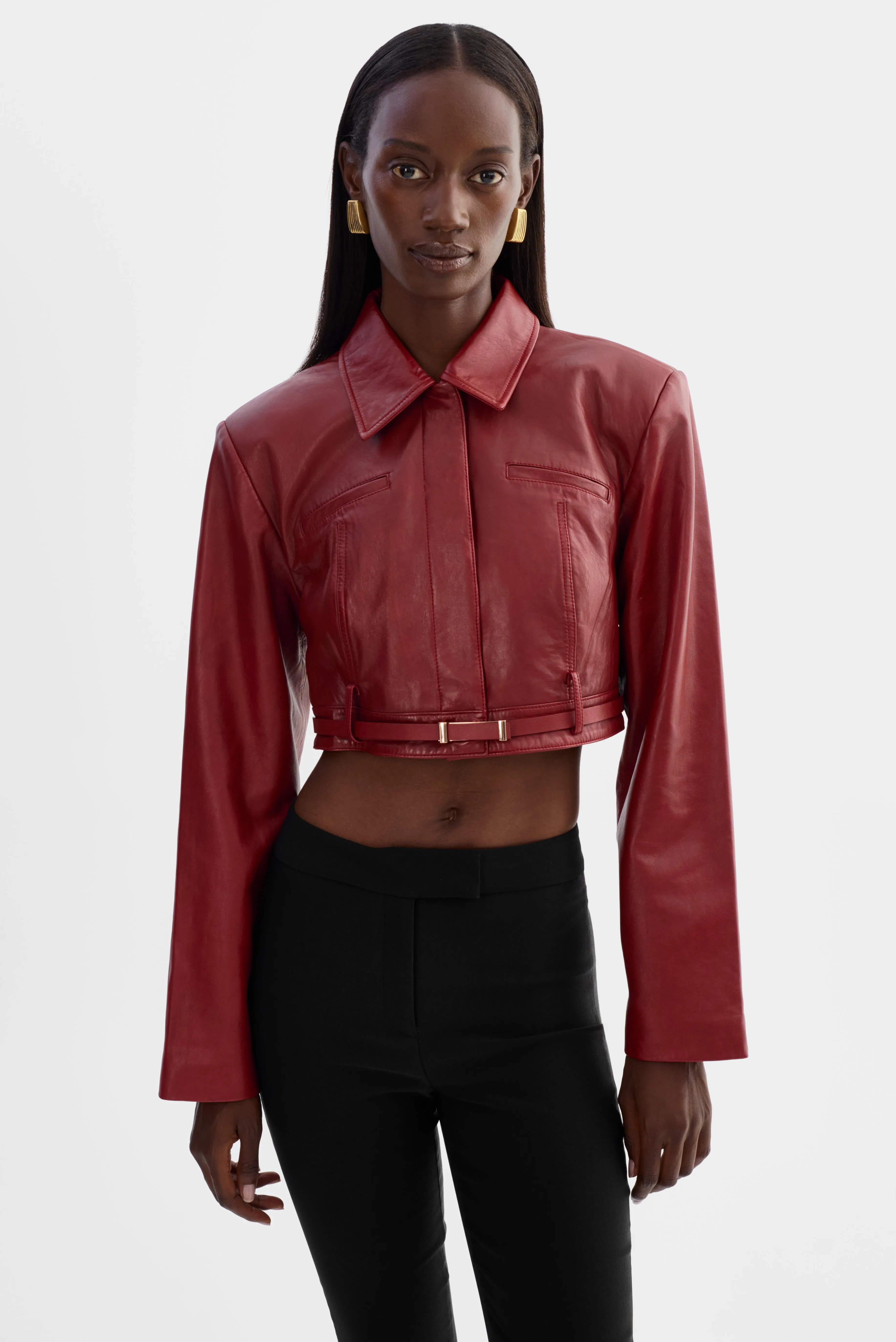 GIA | Cropped Leather Jacket sold by LAMARQUE