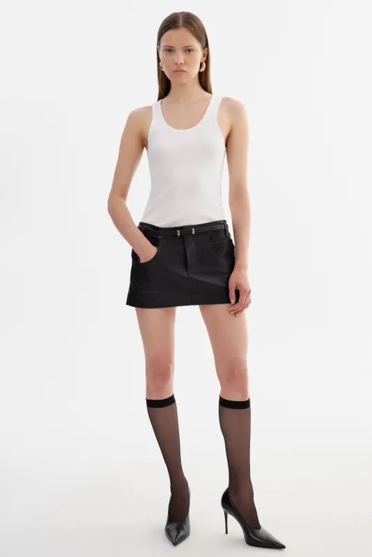 AMARA | Leather Mini Skirt sold by LAMARQUE