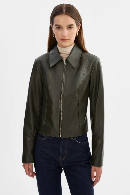 OCEANA | Fitted Leather Jacket made by LAMARQUE