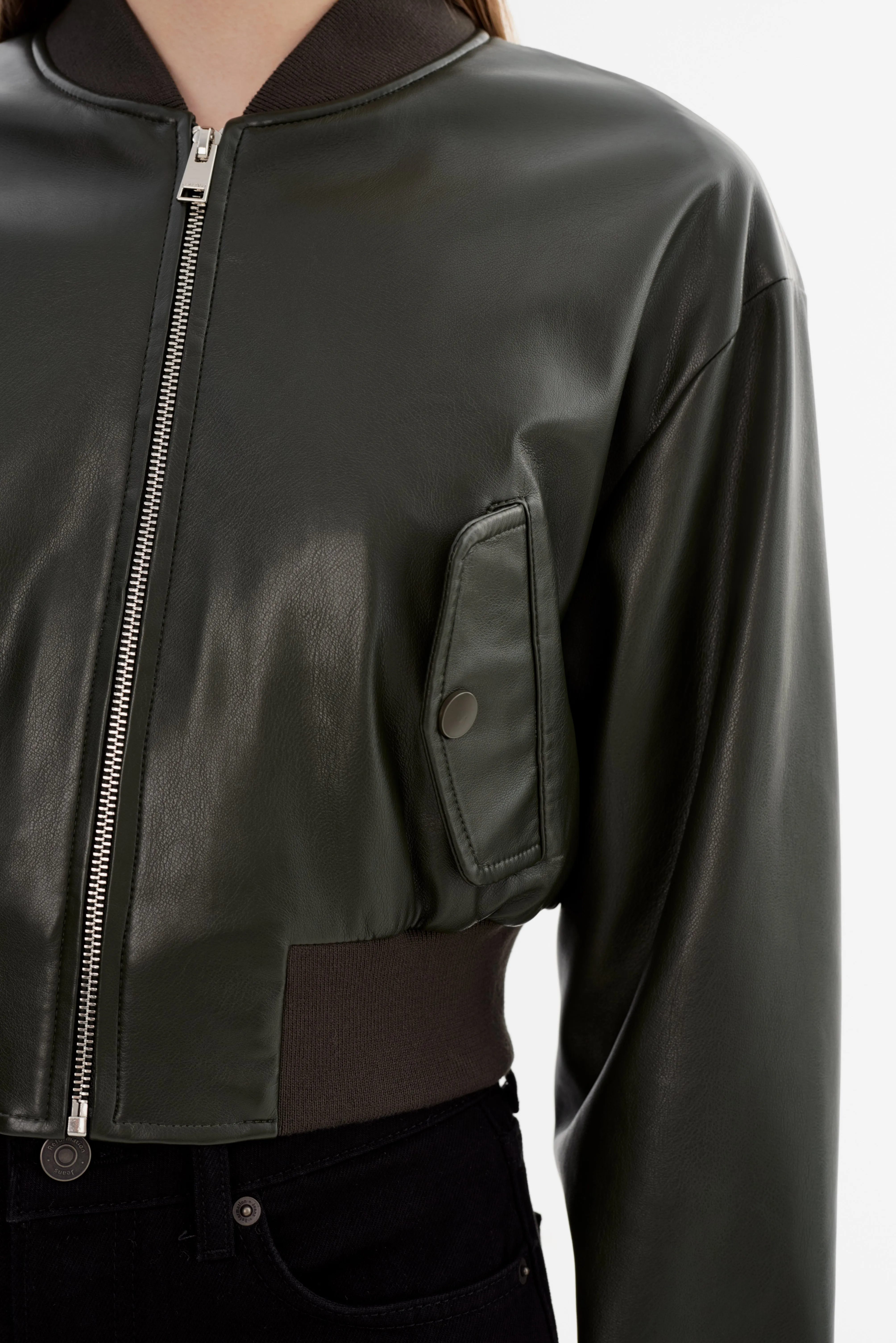 EVELIN | Faux Leather Cropped Bomber sold by LAMARQUE product image thumbnail 4