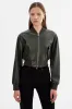 EVELIN | Faux Leather Cropped Bomber sold by La Marque