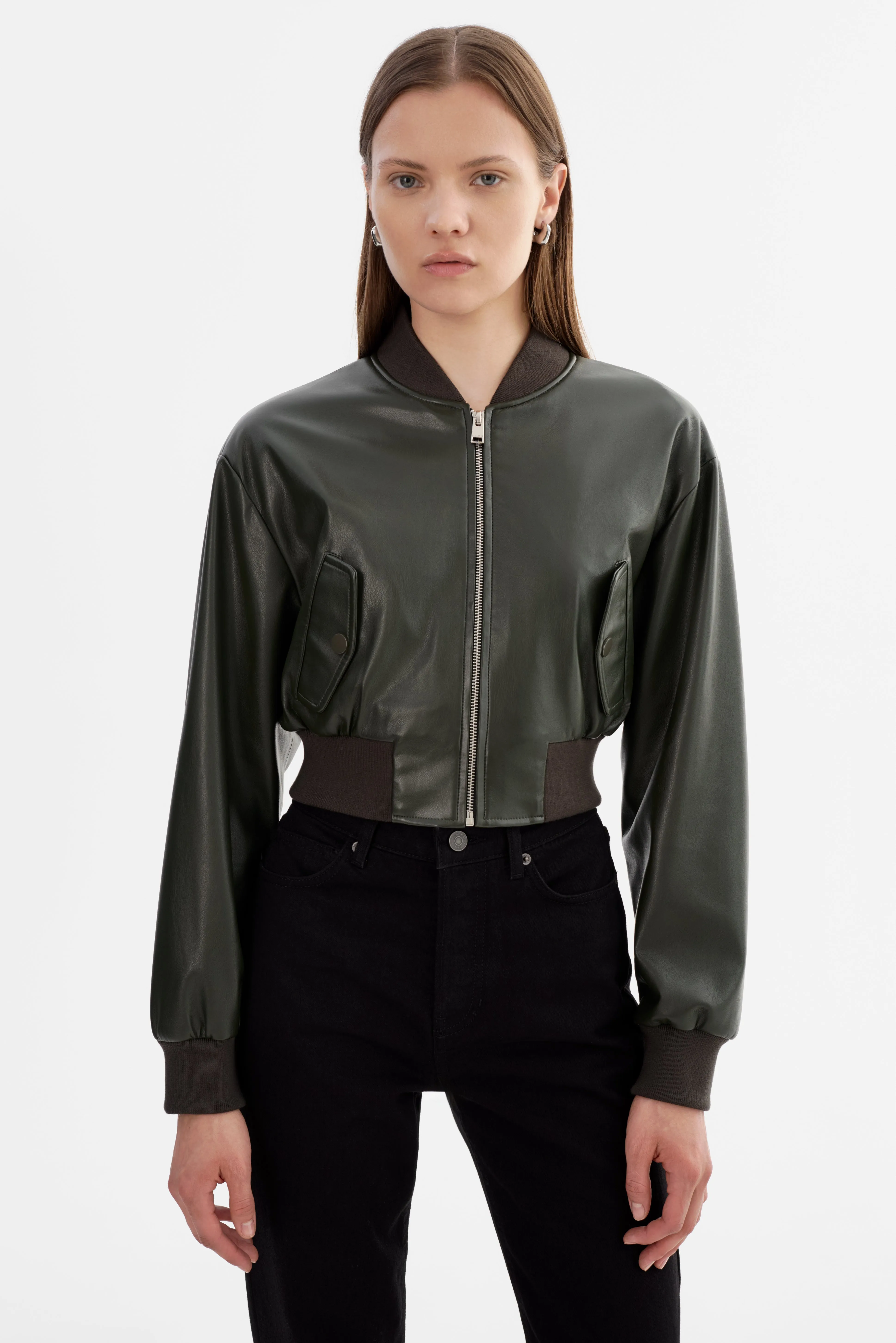 EVELIN | Faux Leather Cropped Bomber sold by LAMARQUE product image thumbnail 3