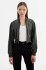 EVELIN | Faux Leather Cropped Bomber sold by La Marque