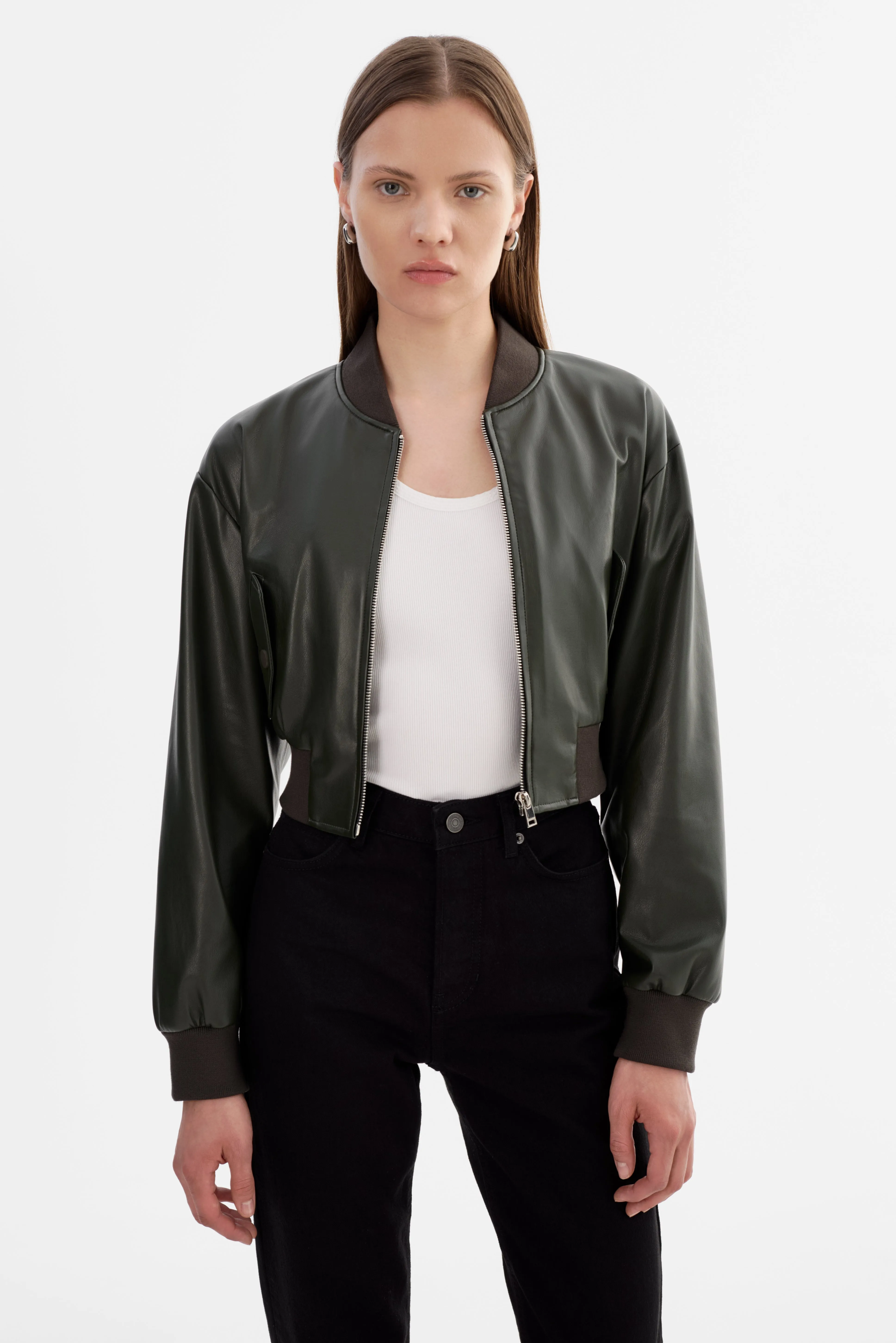 EVELIN | Faux Leather Cropped Bomber sold by LAMARQUE product image thumbnail 2