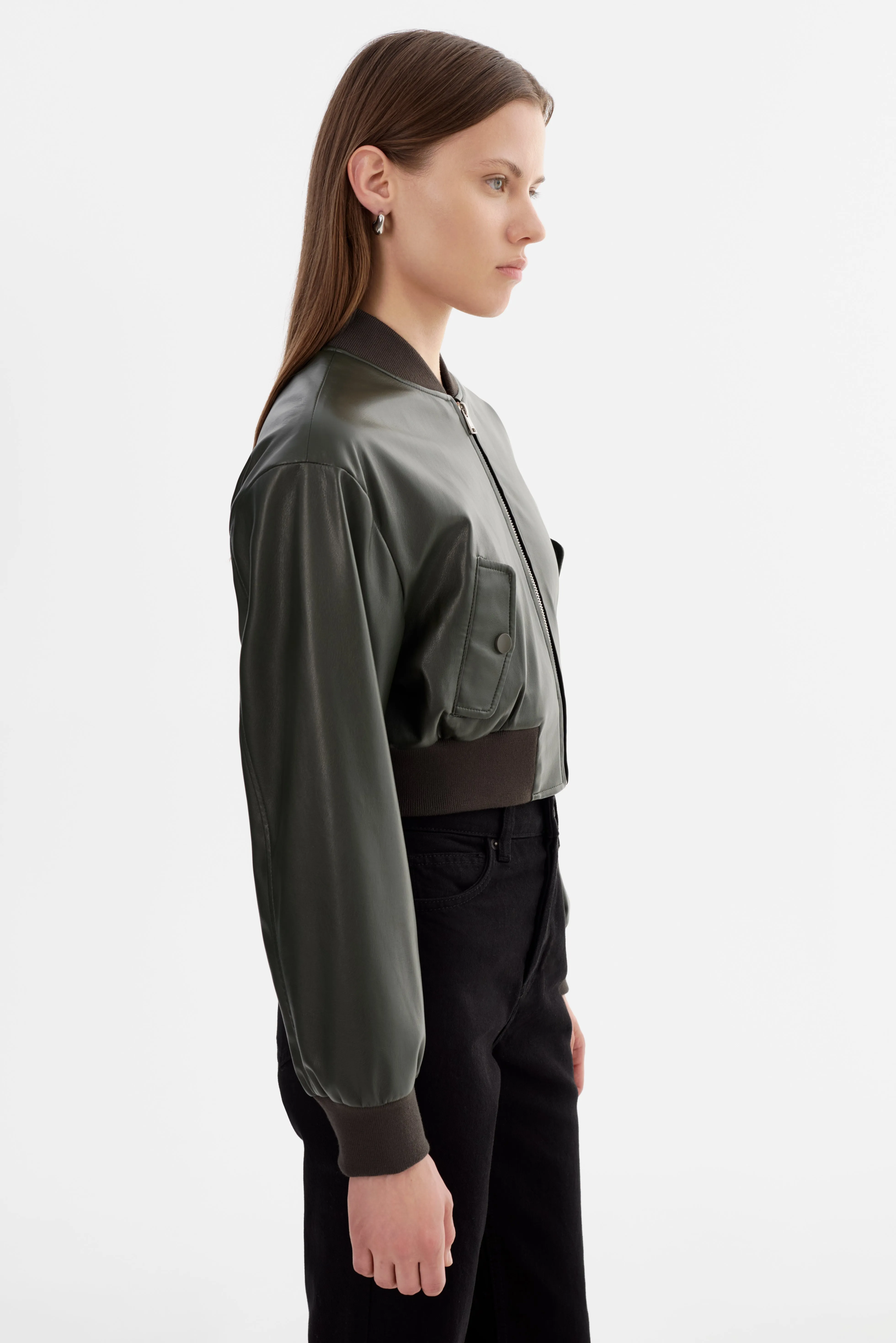 EVELIN | Faux Leather Cropped Bomber sold by LAMARQUE product image thumbnail 5