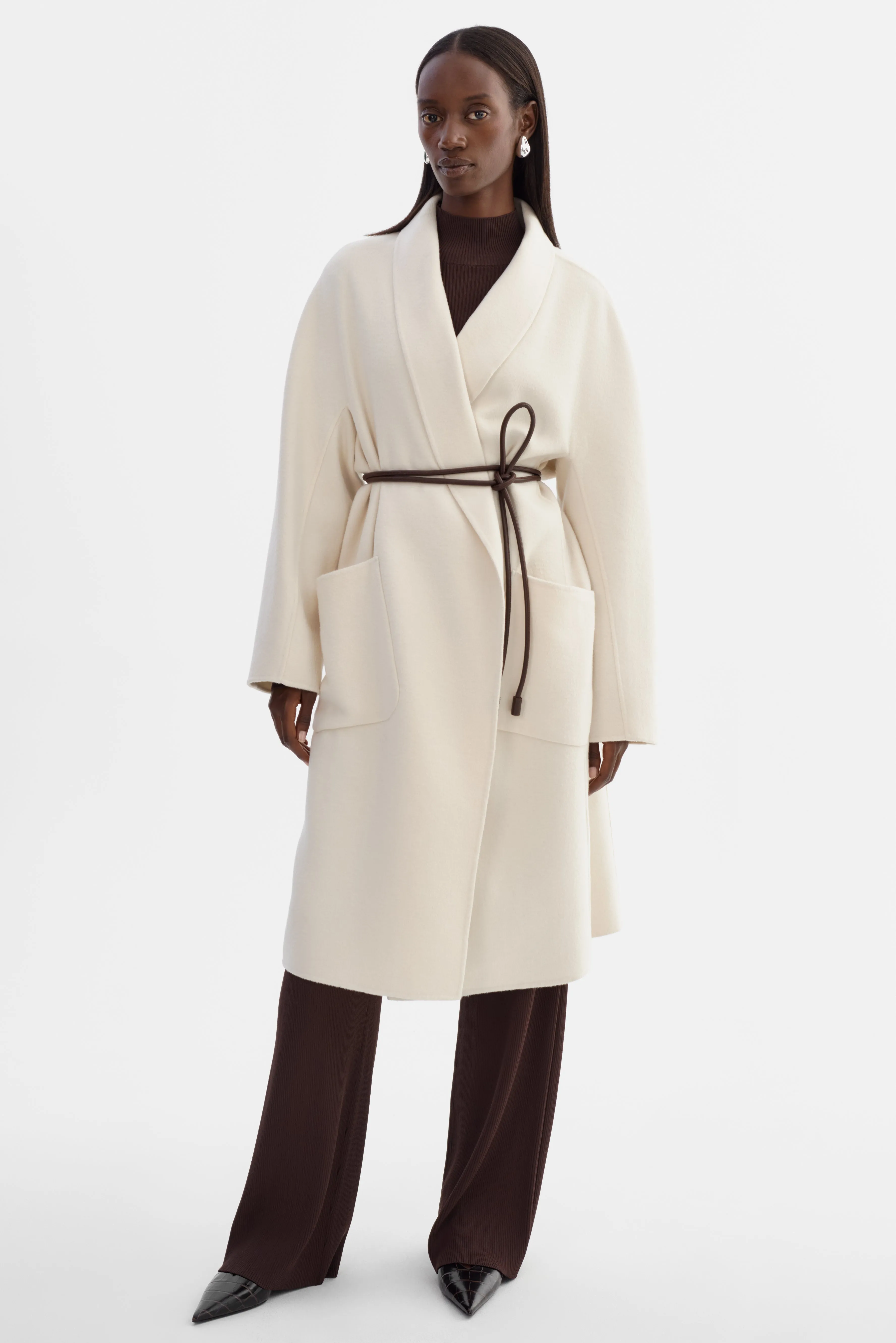 THARA | Shawl Collar Wool Coat sold by LAMARQUE