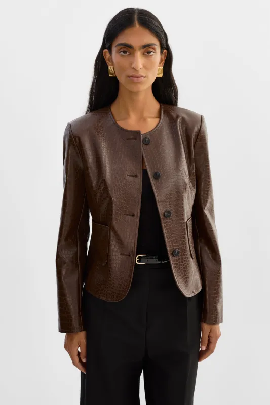 AGNES | Faux Leather Croco Jacket sold by LAMARQUE