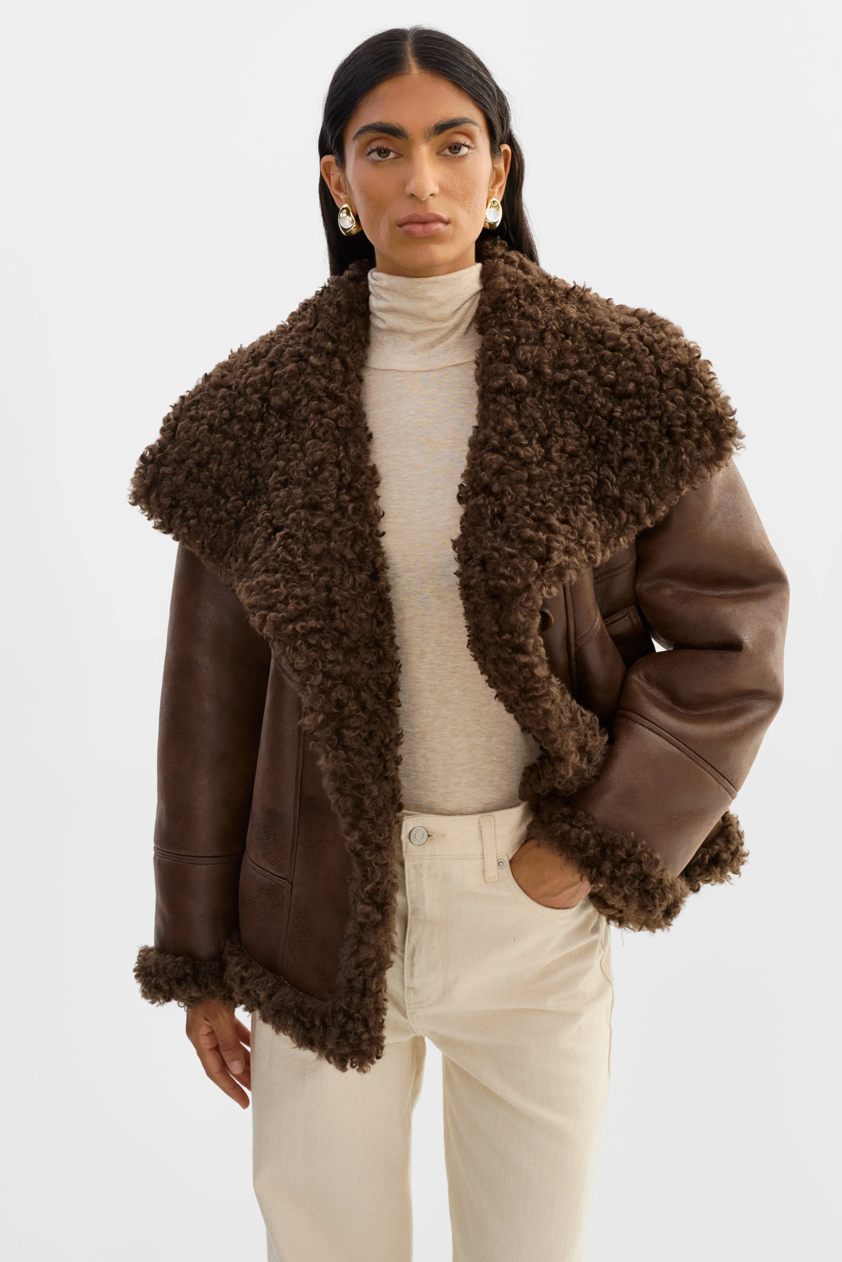 DEMI | Faux Shearling Coat sold by LAMARQUE product image thumbnail 3