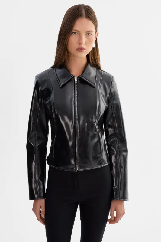 JOYCE | Faux Patent Leather Jacket made by LAMARQUE
