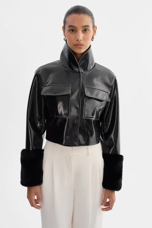 HEDDA | Cropped Faux Leather Jacket sold by LAMARQUE