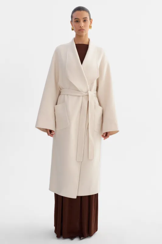 COREEN | Belted Wool Maxi Coat sold by LAMARQUE