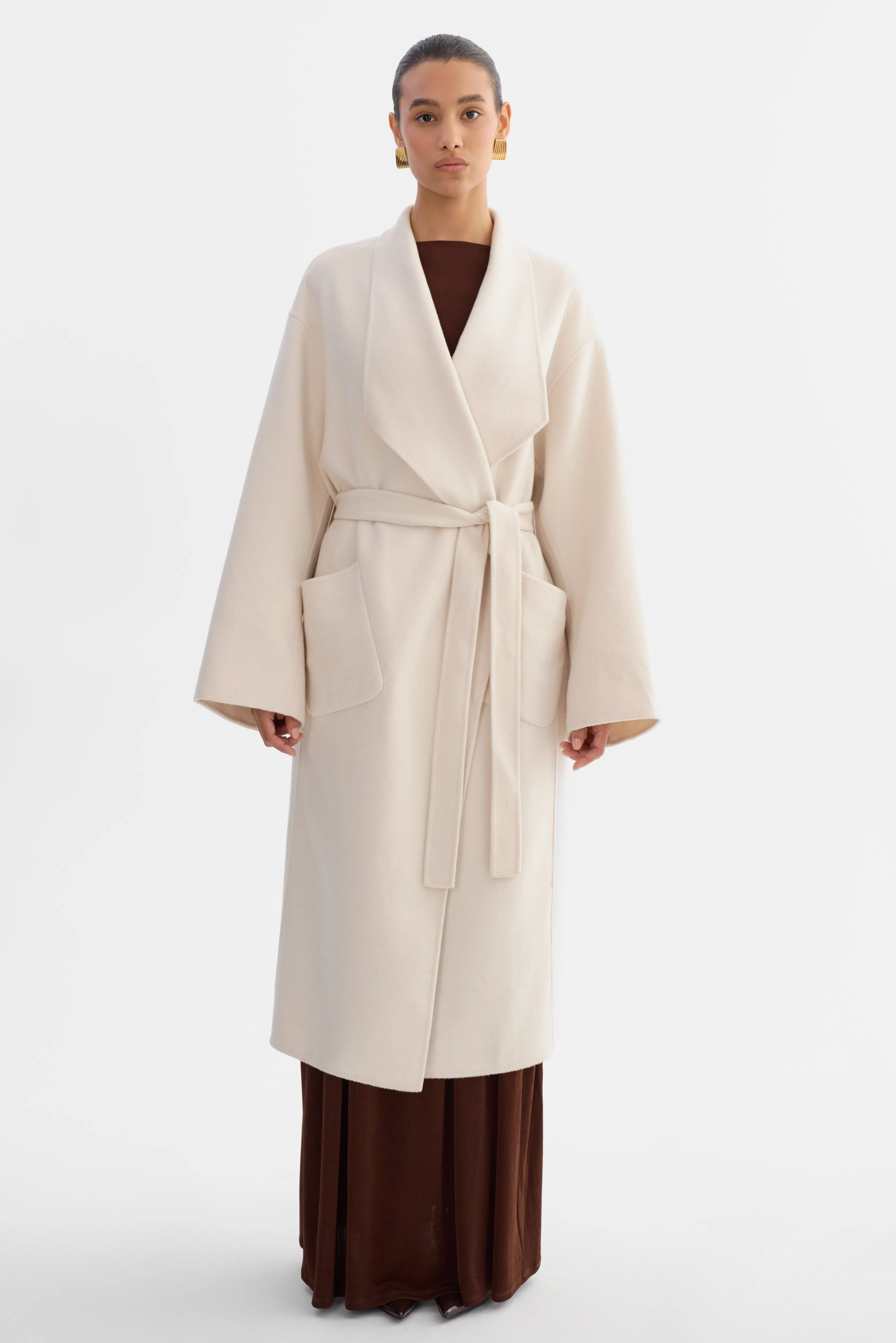 COREEN | Belted Wool Maxi Coat sold by LAMARQUE