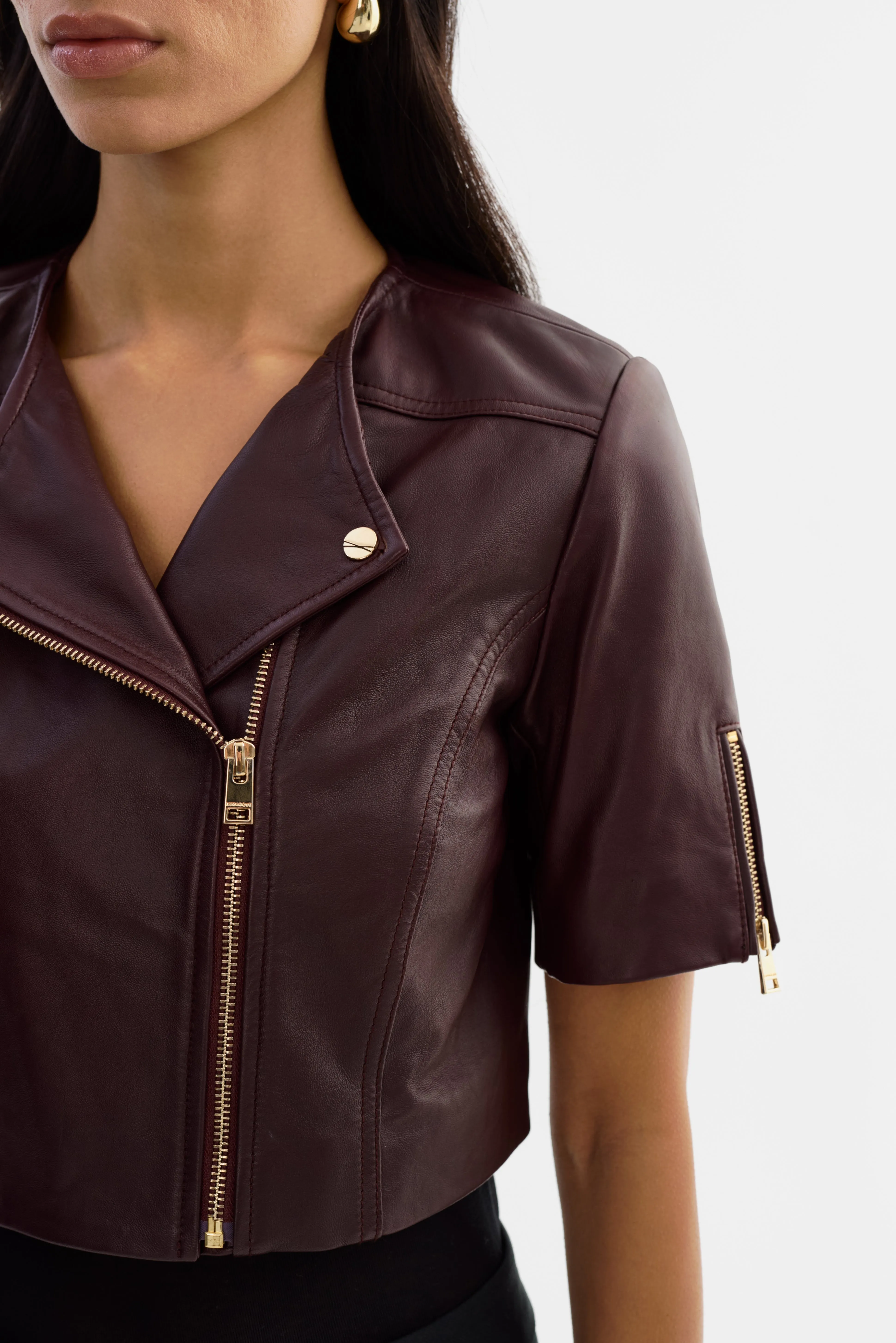 KIRSI GOLD | Cropped Biker Jacket sold by LAMARQUE product image thumbnail 3