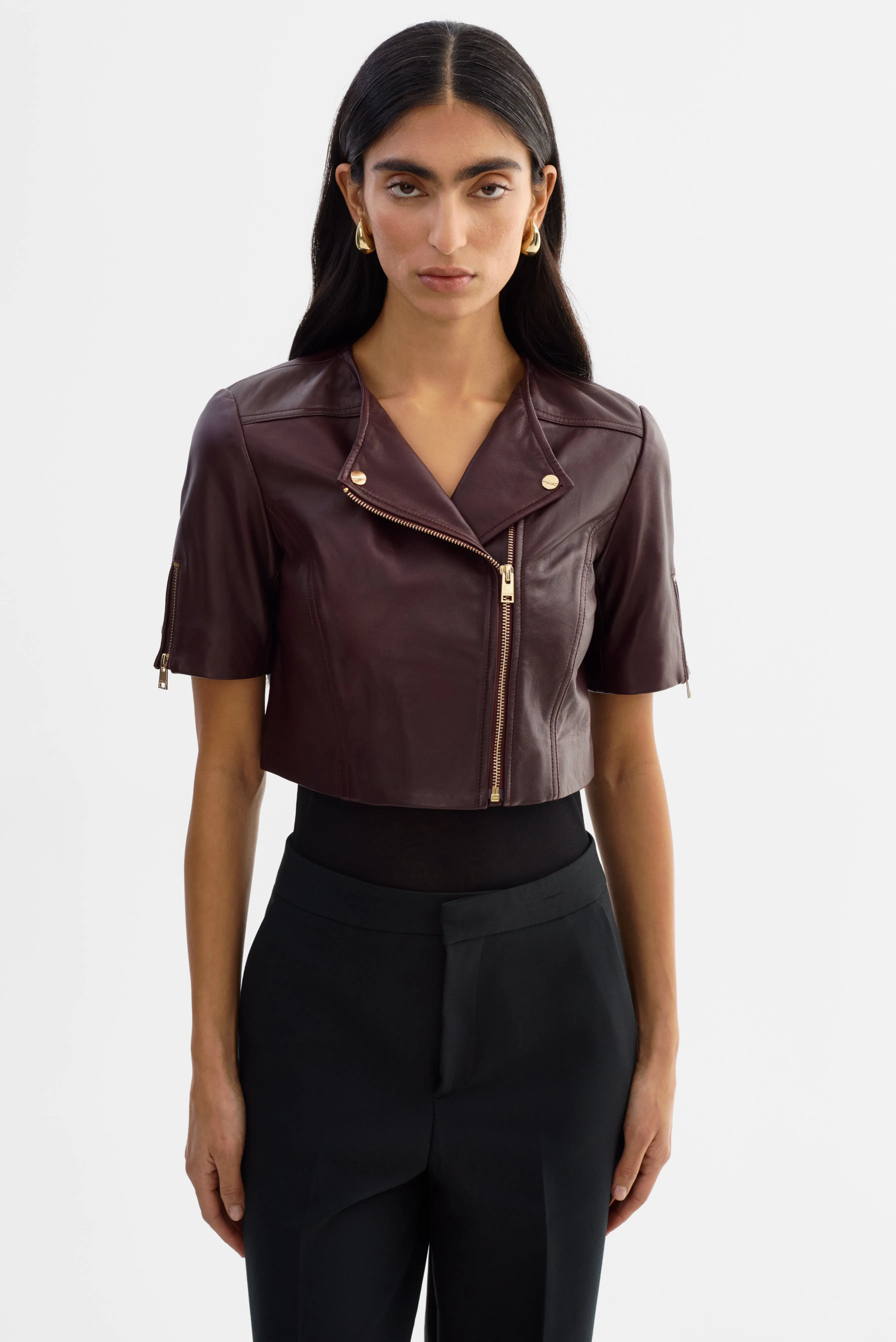 KIRSI GOLD | Cropped Biker Jacket sold by LAMARQUE product image thumbnail 4