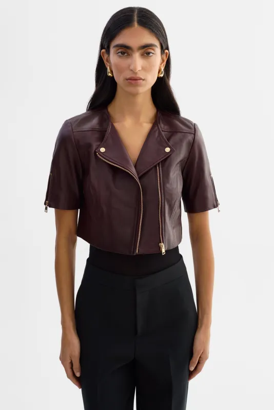 KIRSI GOLD | Cropped Biker Jacket made by LAMARQUE