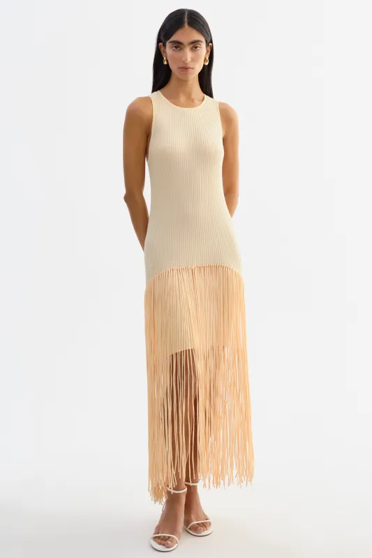 ADELITA | Shimmery Rib Knit Maxi Dress made by LAMARQUE