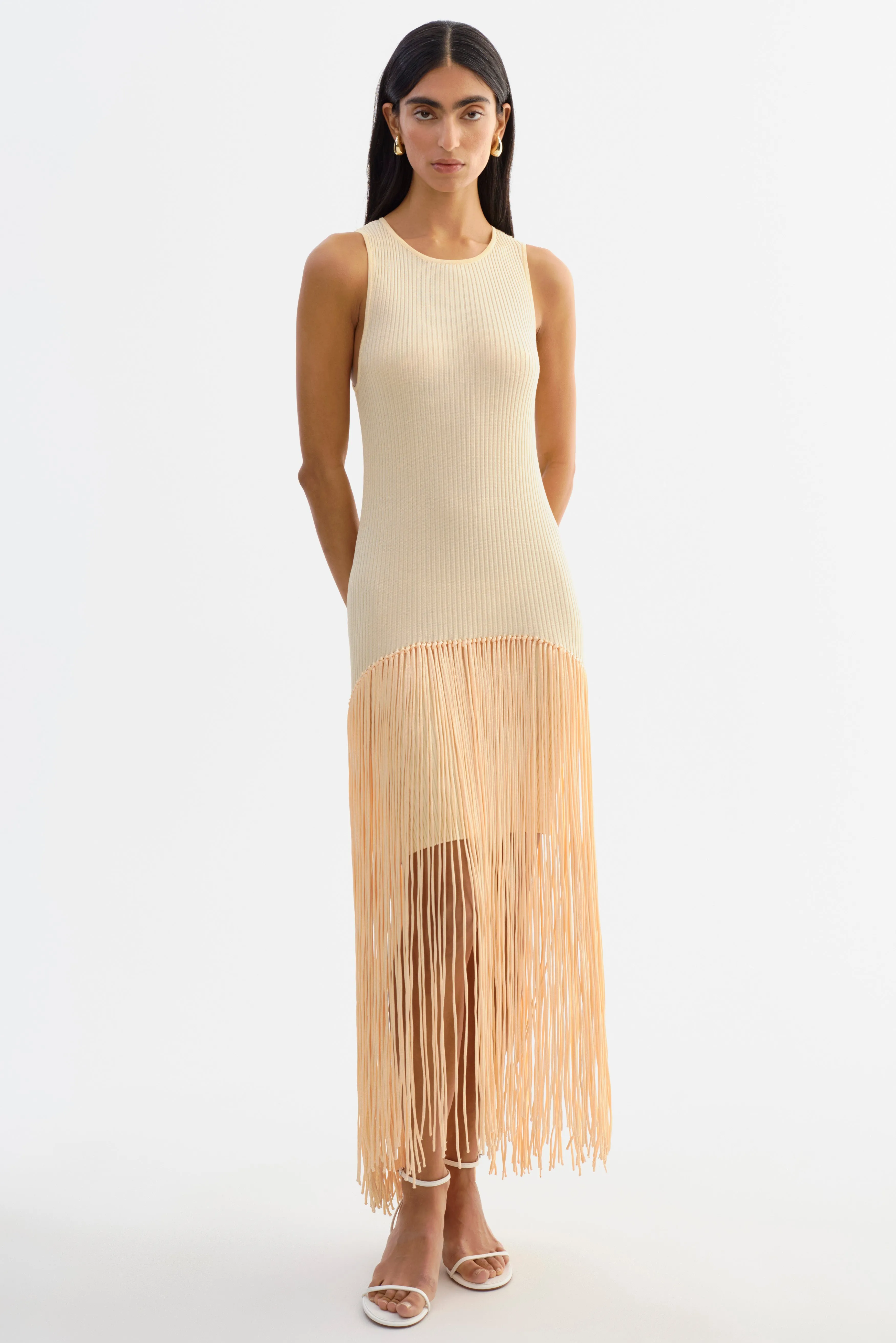 ADELITA | Shimmery Rib Knit Maxi Dress sold by LAMARQUE