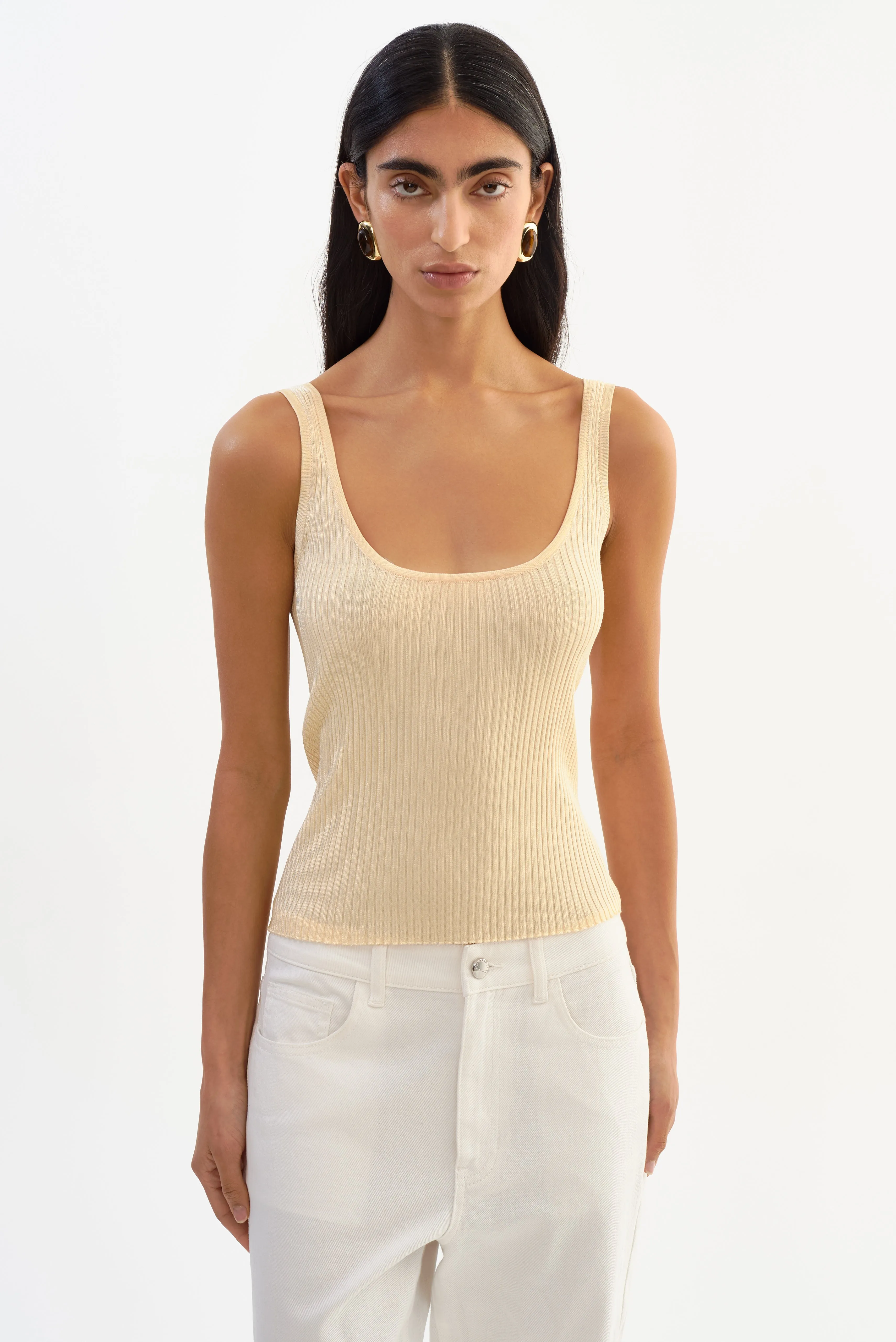 BISTA | Shimmery Rib Knit Tank Top sold by LAMARQUE