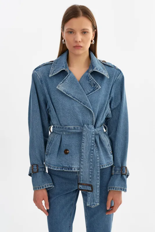 DHANA D | Denim Trench Jacket sold by LAMARQUE