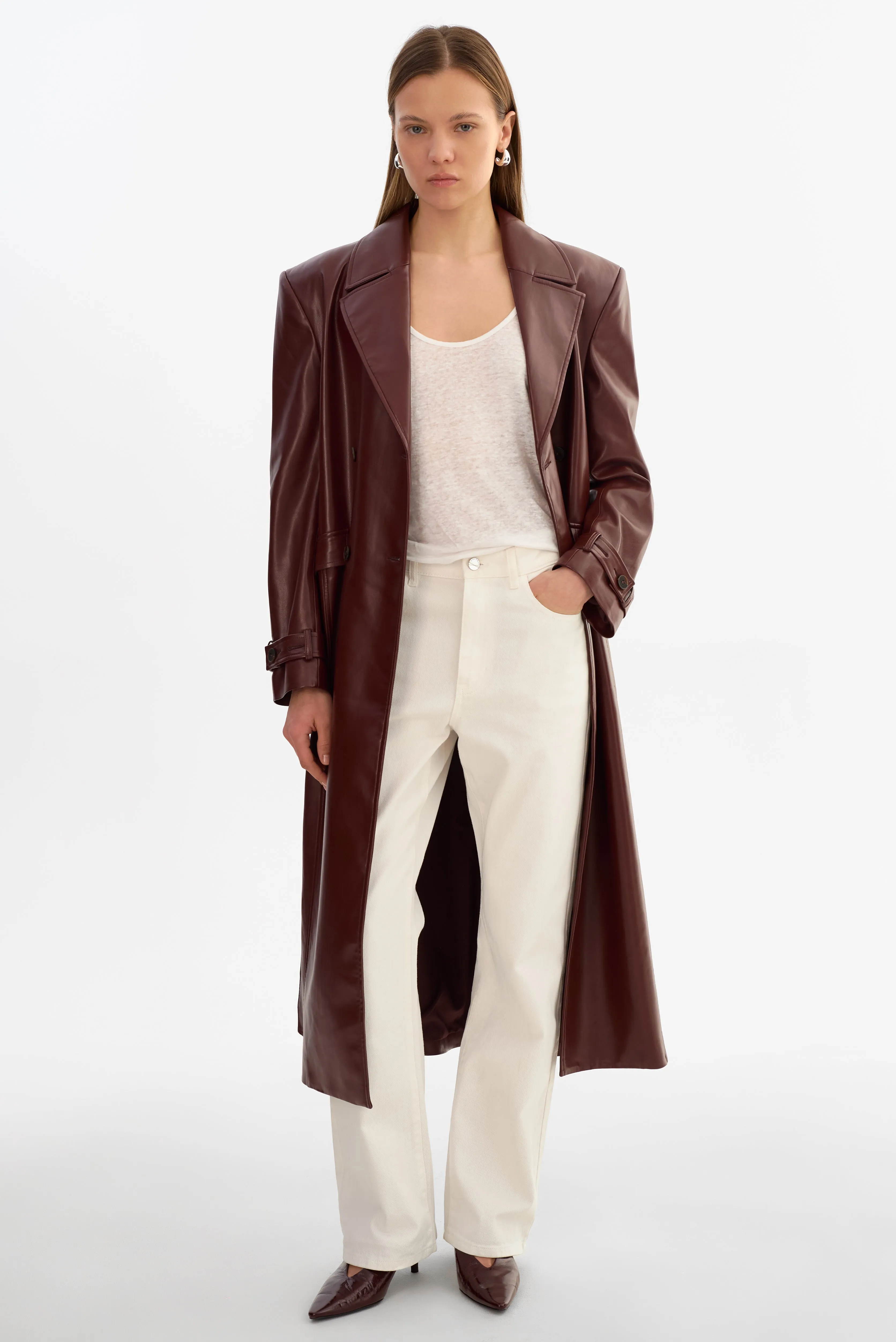 IOLANTHE | Faux Leather Trench Coat sold by LAMARQUE product image thumbnail 4