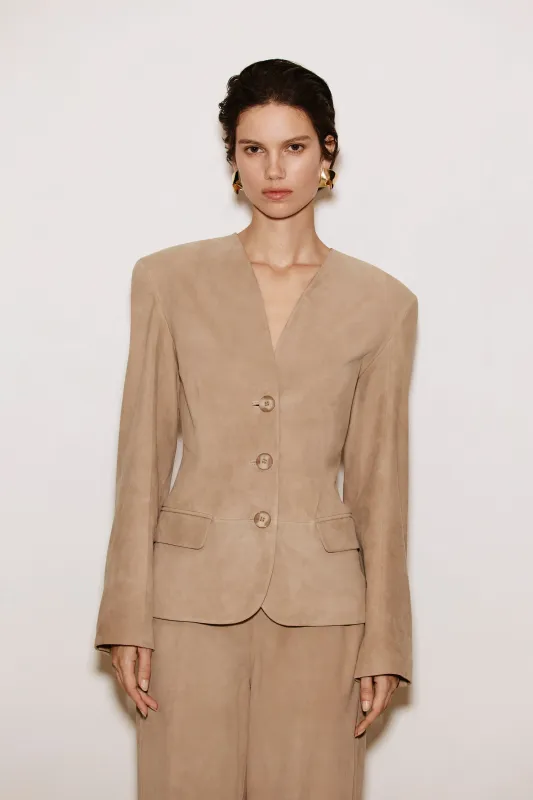 ABITHA | Hourglass Suede Jacket made by LAMARQUE