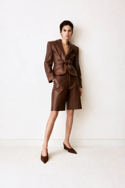 WILEY | Belted Leather Blazer made by LAMARQUE