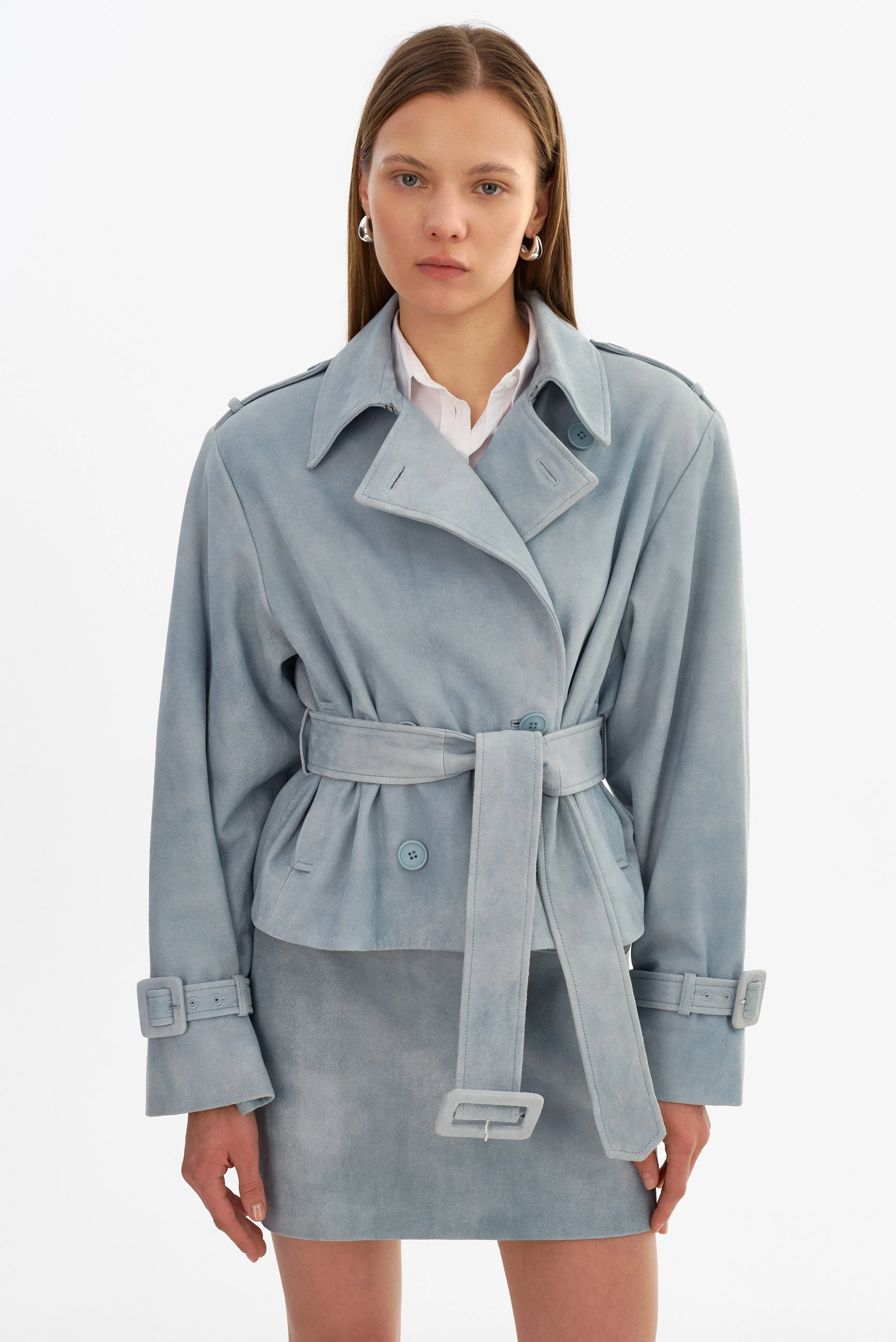 DHANA | Short Suede Trench Coat sold by LAMARQUE