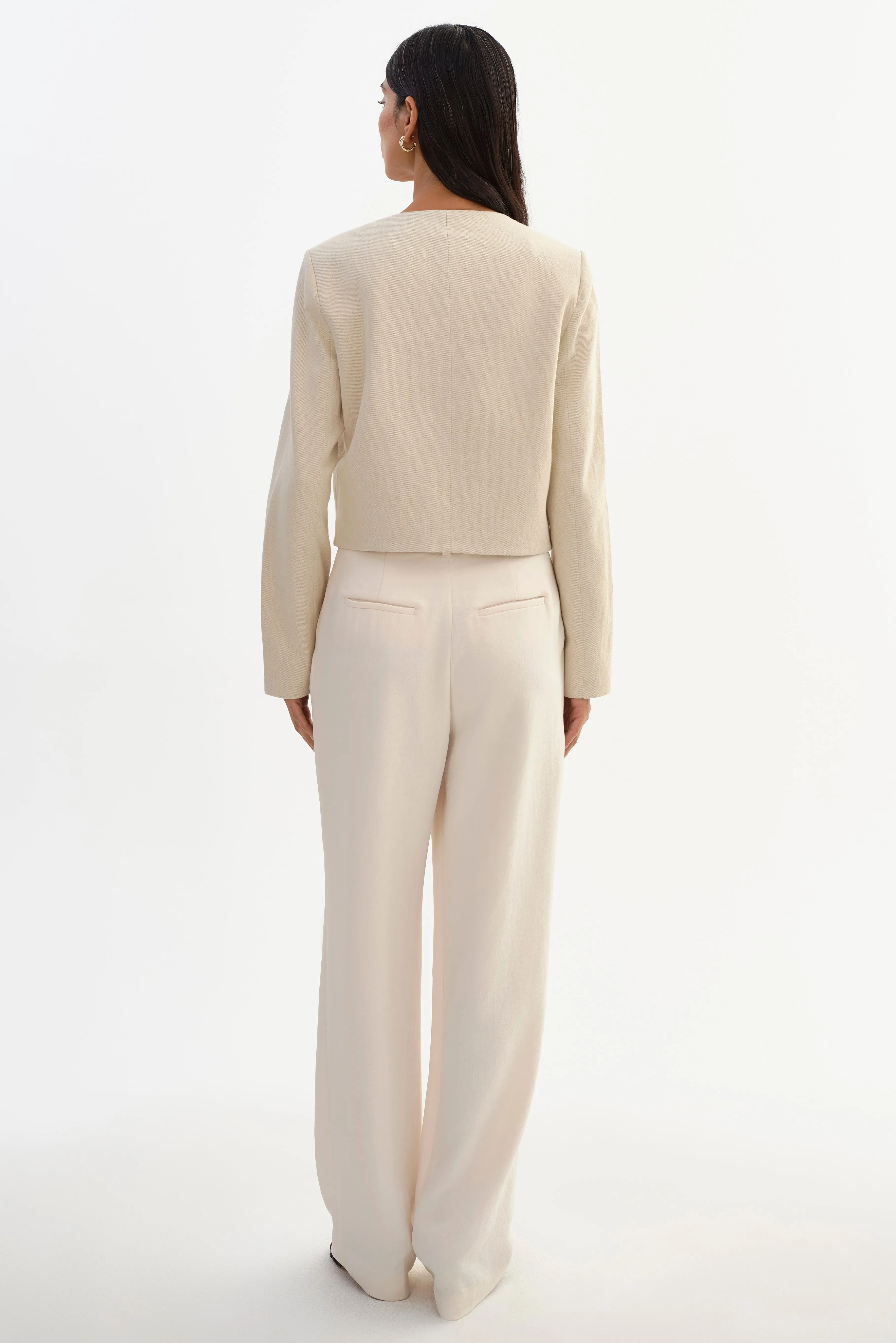 FRANCINA | Collarless Linen Blend Twill Jacket sold by LAMARQUE product image thumbnail 5