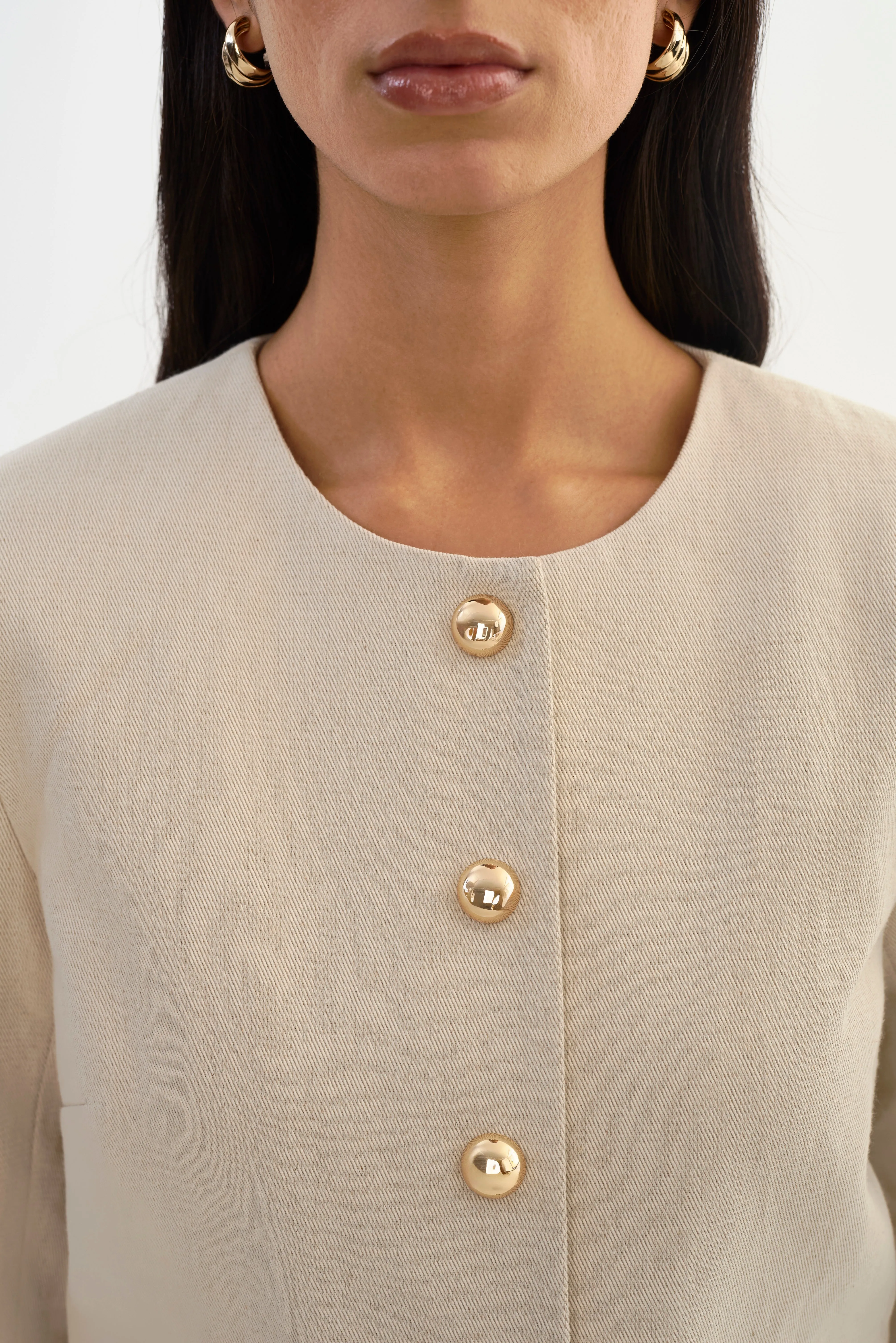FRANCINA | Collarless Linen Blend Twill Jacket sold by LAMARQUE product image thumbnail 3