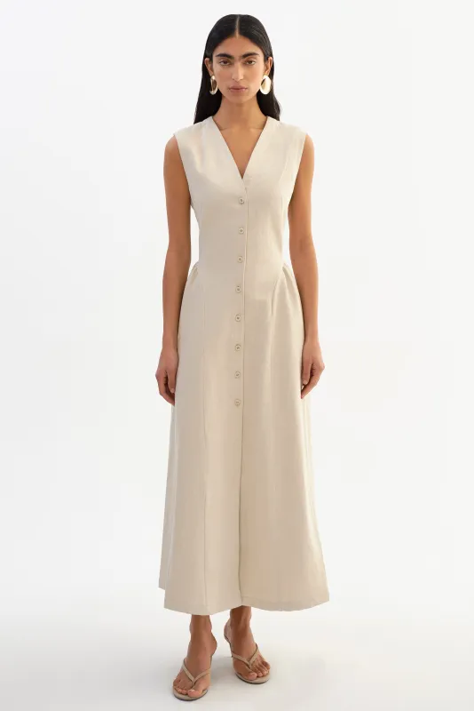 TAMIKA | Linen Blend Twill Dress made by LAMARQUE