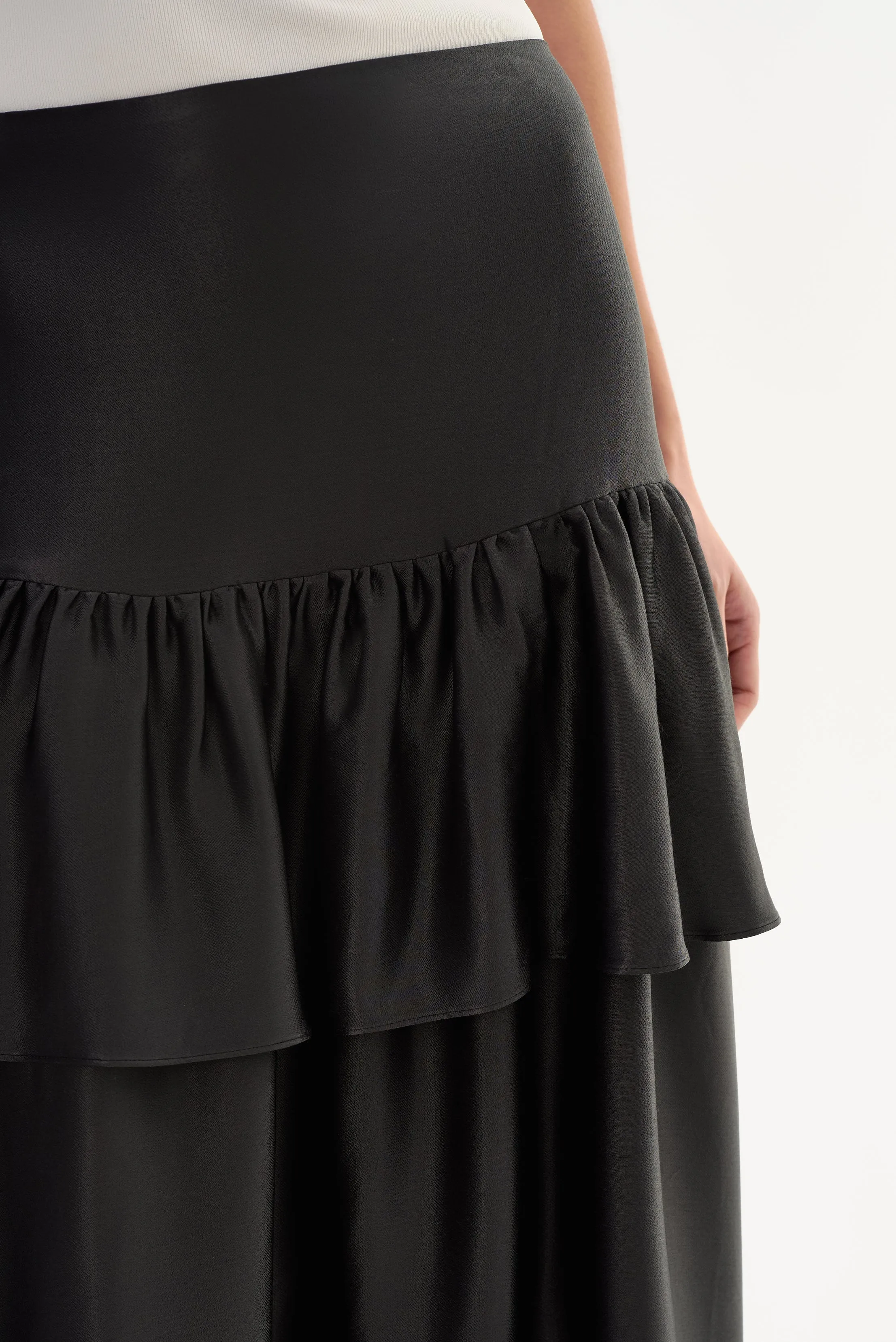 CHALINA | Ruffle Satin Midi Skirt sold by LAMARQUE product image thumbnail 4