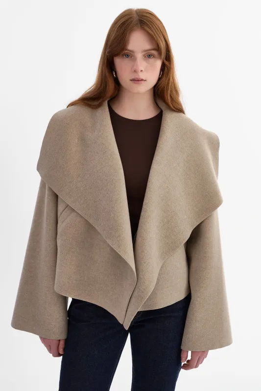 LUISA | Cropped Cascade Collar Jacket made by LAMARQUE